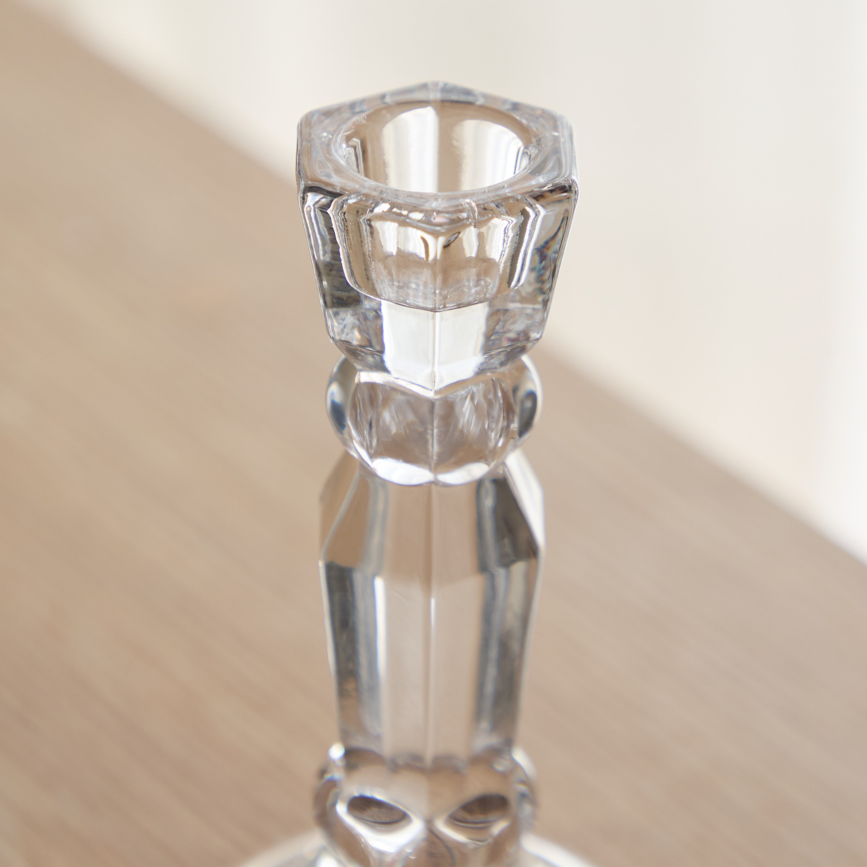 Tamara Heavy Glass Crystalline Clear Large Candleholder - 8.5x15 cm-hbxlivingroom-decorandaccessories-candleholders-image-3
