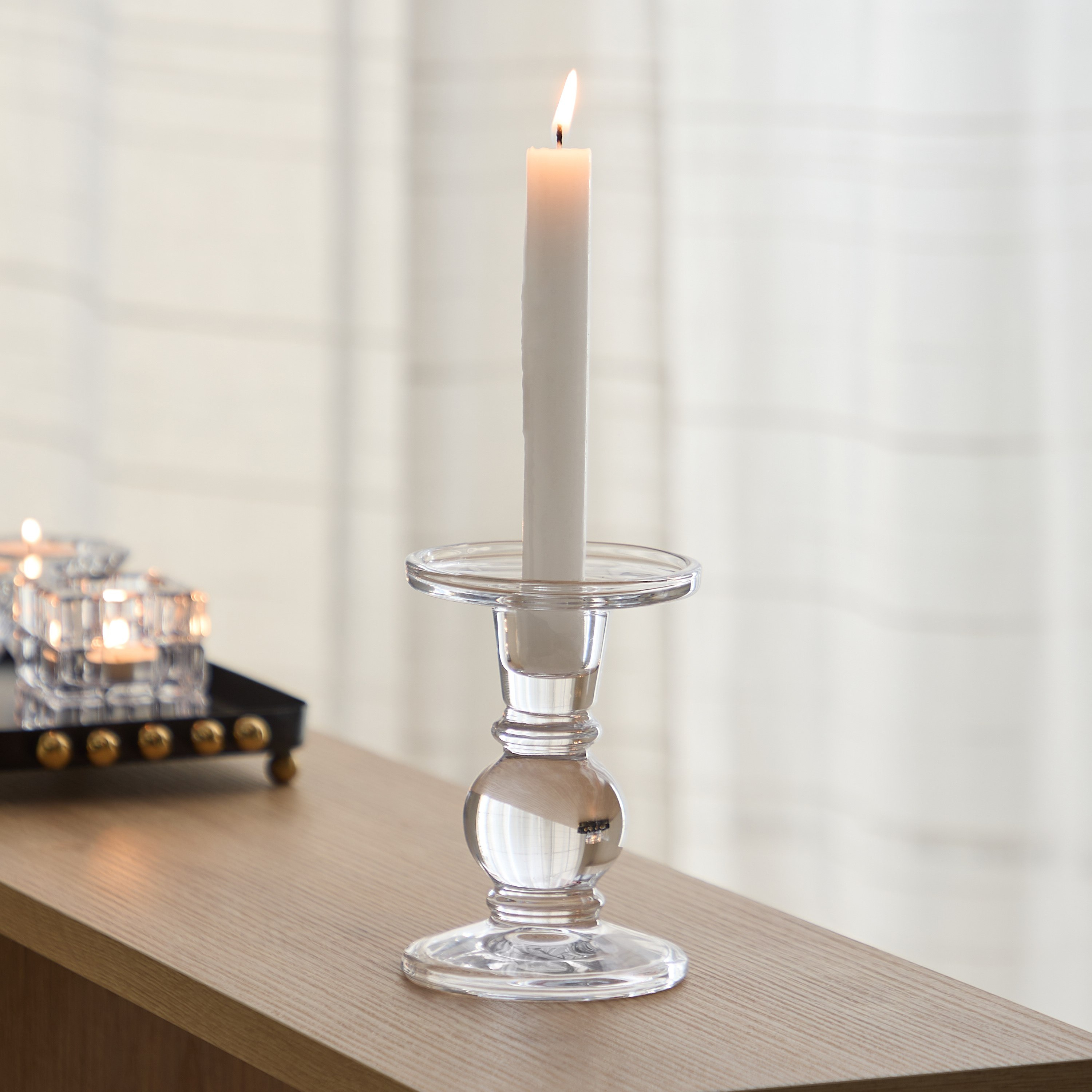 حامل شموع صغير من زجاج ثقيل بلوري شفاف من تمارا - 9x13 سم-hbxlivingroom-decorandaccessories-candleholders-image-1