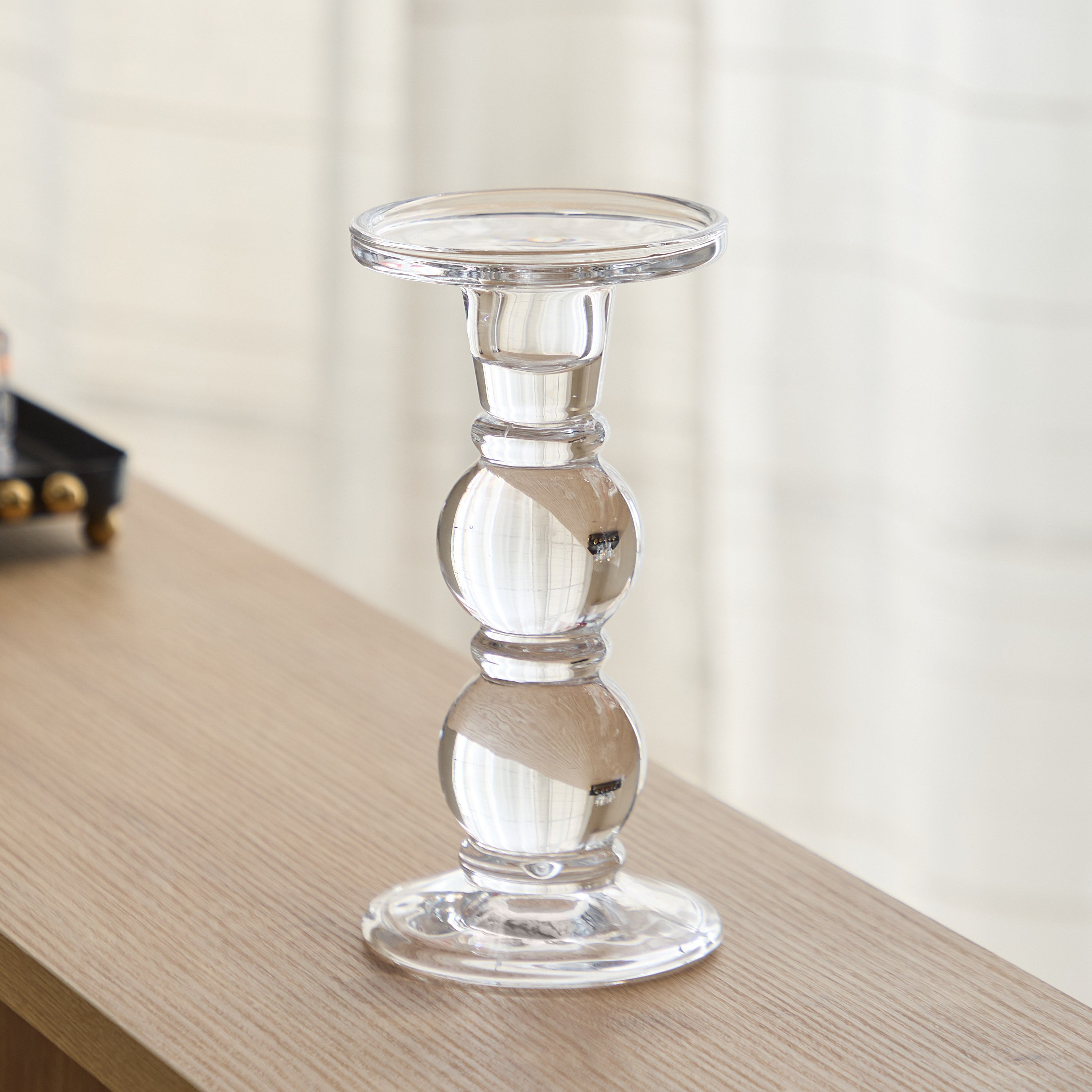 حامل شموع كريستال ثقيل شفاف متوسط الحجم من تمارا - 9x18 سم-hbxlivingroom-decorandaccessories-candleholders-image-2