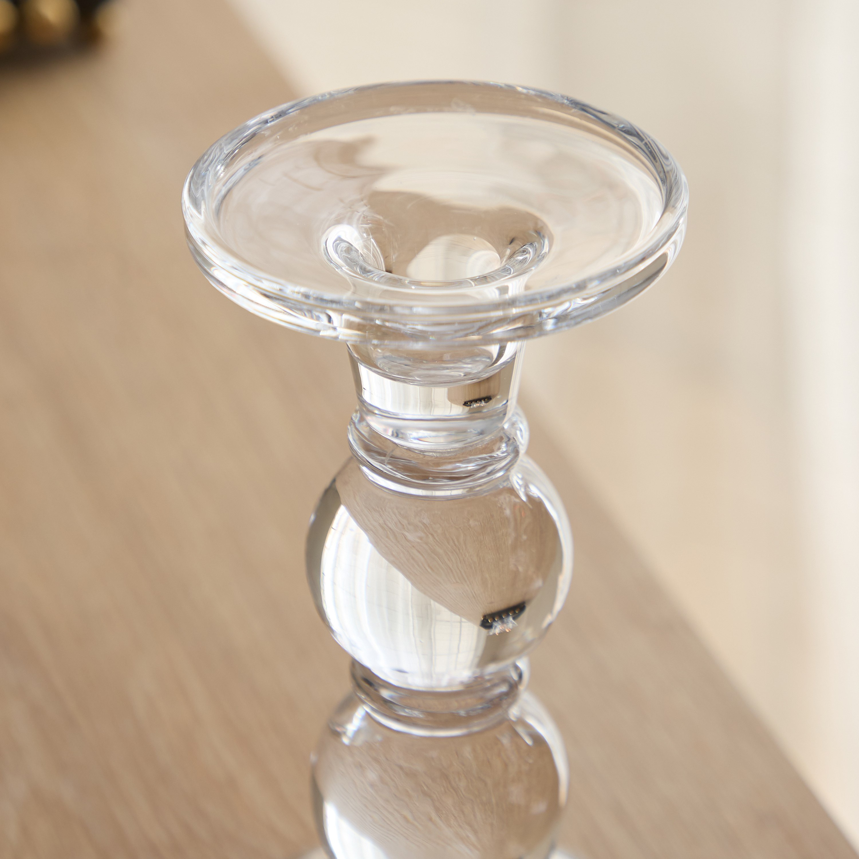 حامل شموع كريستال ثقيل شفاف متوسط الحجم من تمارا - 9x18 سم-hbxlivingroom-decorandaccessories-candleholders-image-3