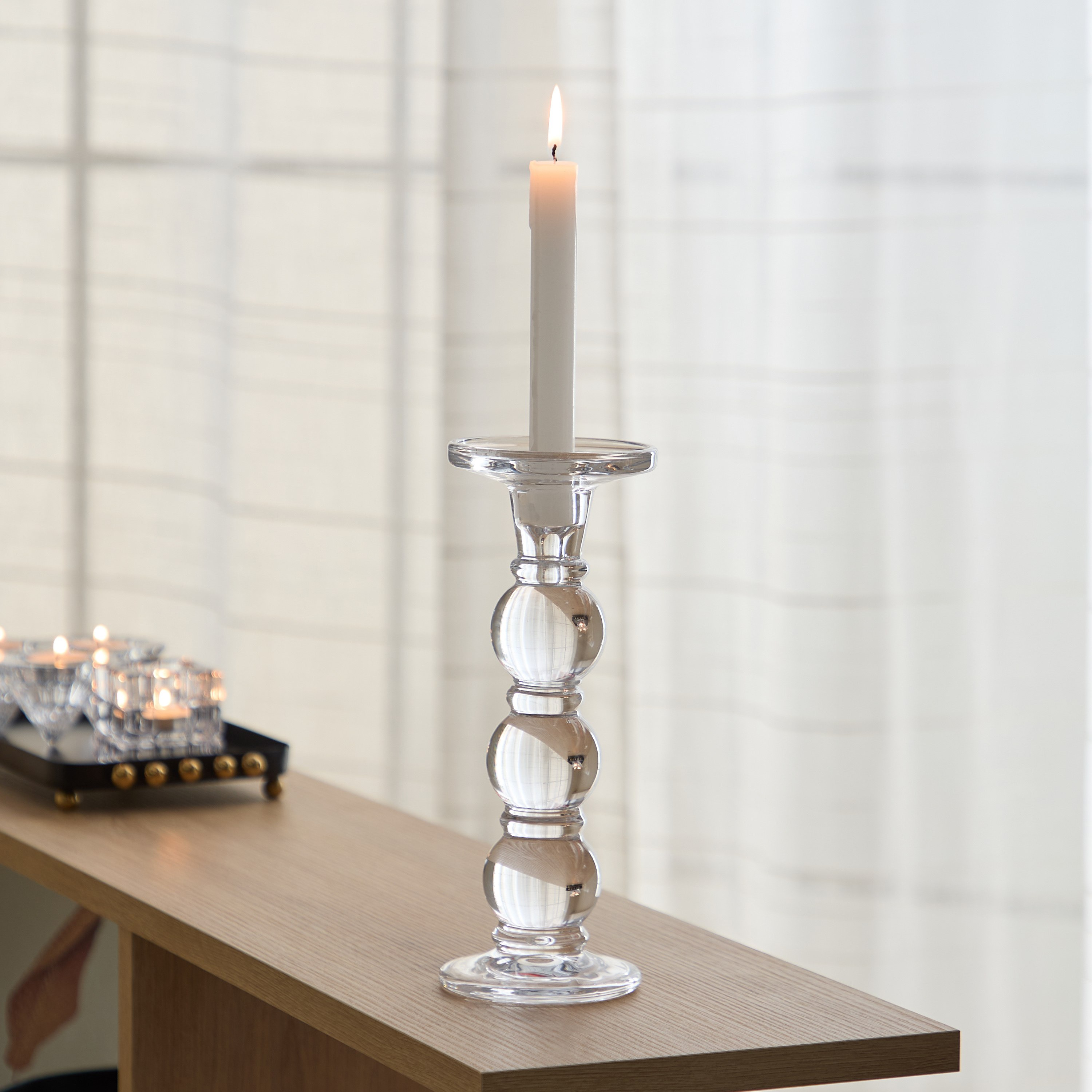 Tamara Heavy Glass Crystalline Clear Large Candleholder - 9x24 cm-hbxlivingroom-decorandaccessories-candleholders-image-1