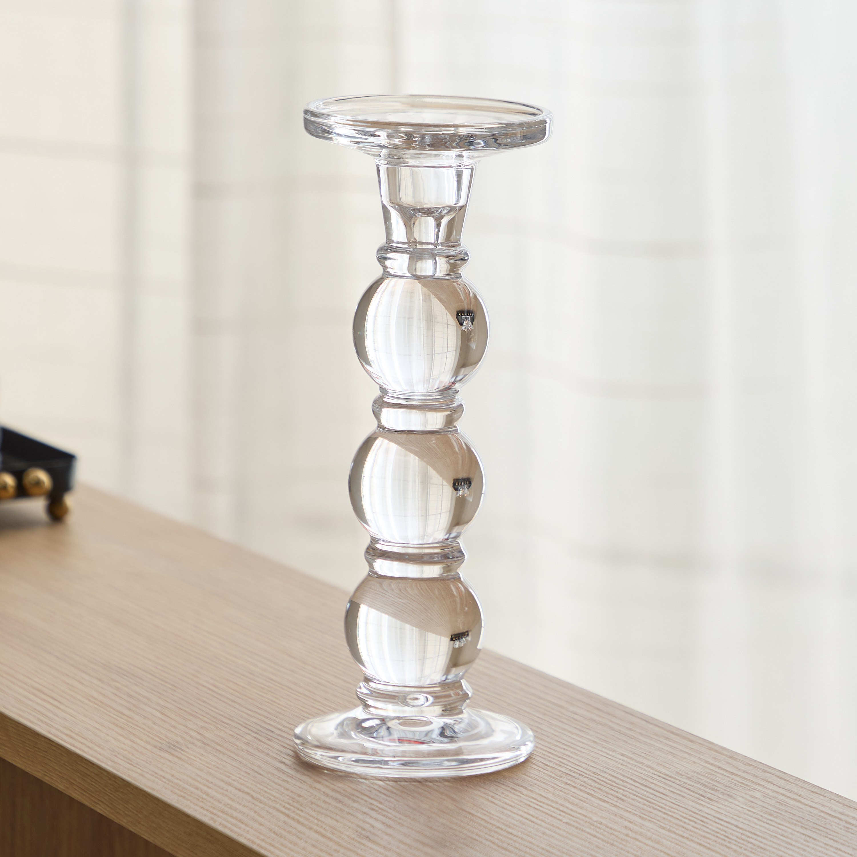Tamara Heavy Glass Crystalline Clear Large Candleholder - 9x24 cm-hbxlivingroom-decorandaccessories-candleholders-image-2