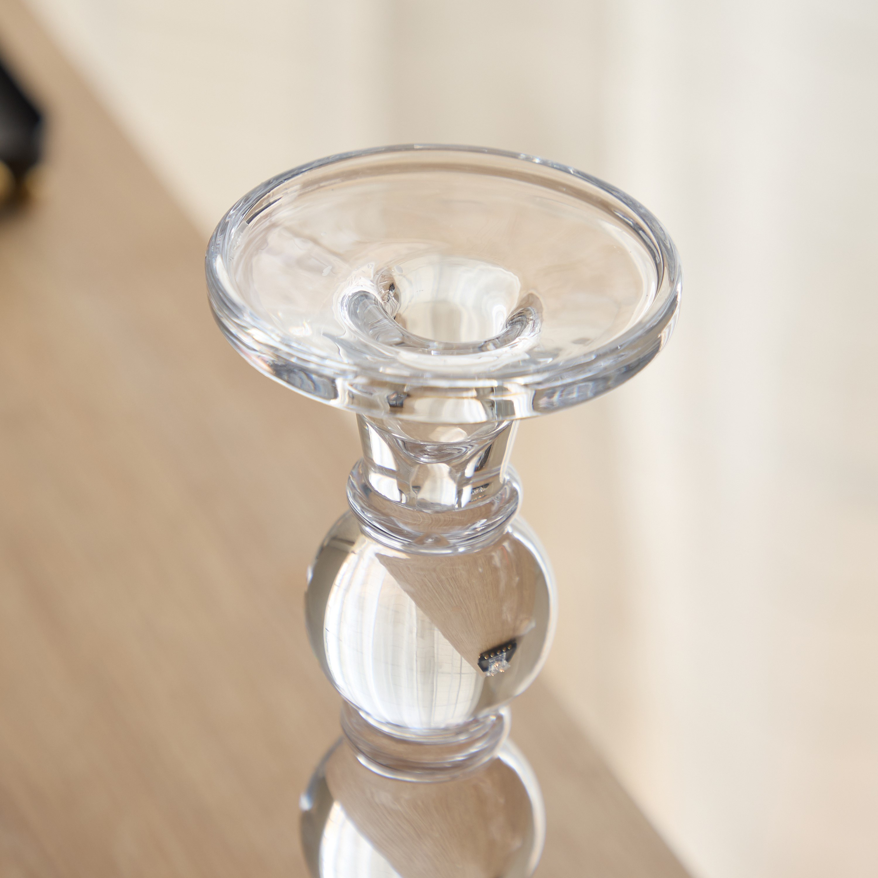 Tamara Heavy Glass Crystalline Clear Large Candleholder - 9x24 cm-hbxlivingroom-decorandaccessories-candleholders-image-3