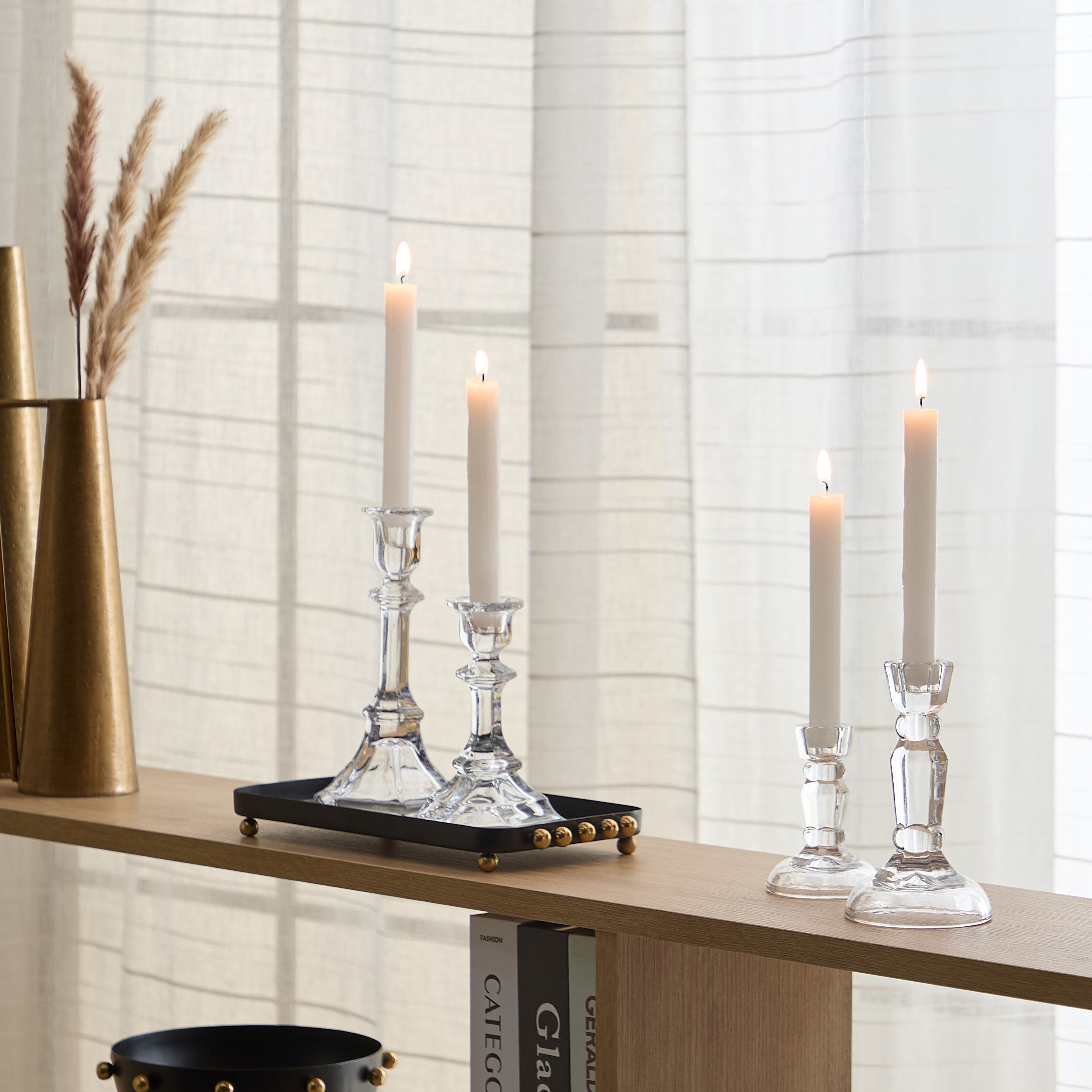 حامل شموع متوسط من زجاج ثقيل بلوري شفاف من تمارا - 11x14.5 سم-hbxlivingroom-decorandaccessories-candleholders-image-4