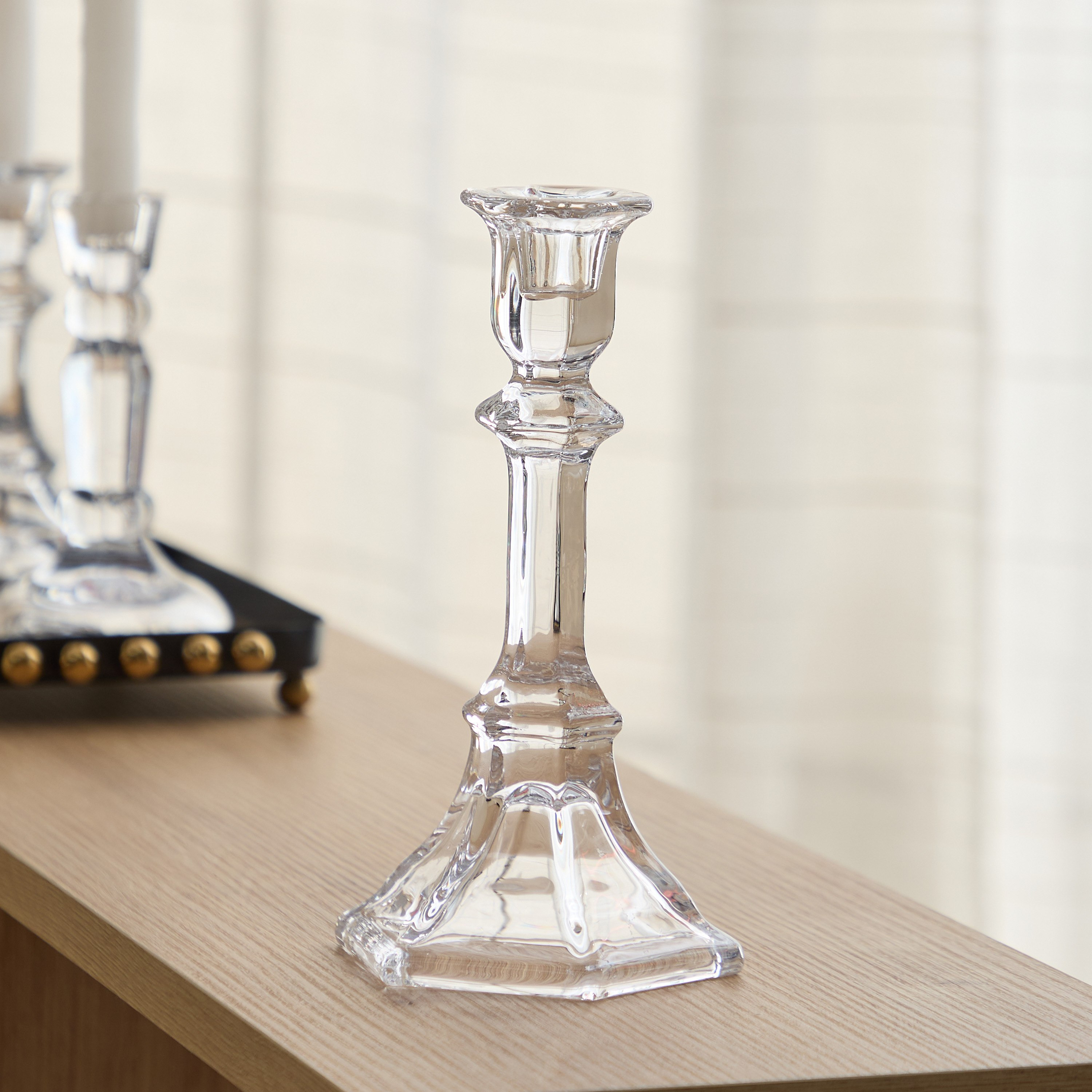 Tamara Heavy Glass Crystalline Clear Large Candleholder - 11x19.5 cm-hbxlivingroom-decorandaccessories-candleholders-image-2