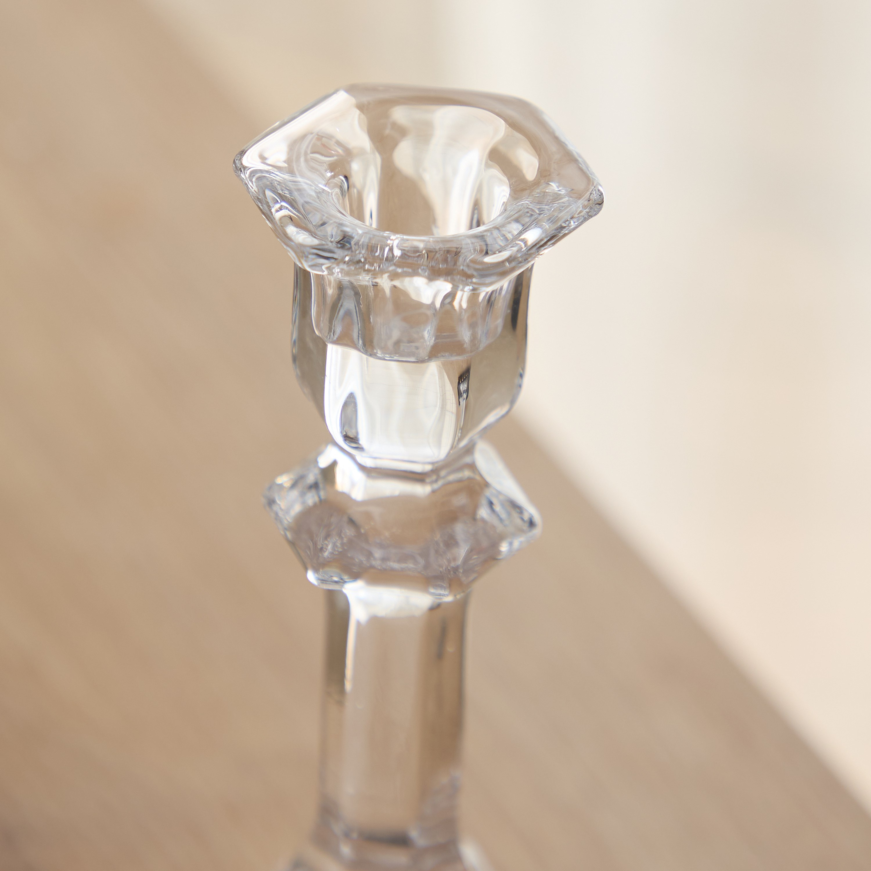 Tamara Heavy Glass Crystalline Clear Large Candleholder - 11x19.5 cm-hbxlivingroom-decorandaccessories-candleholders-image-3