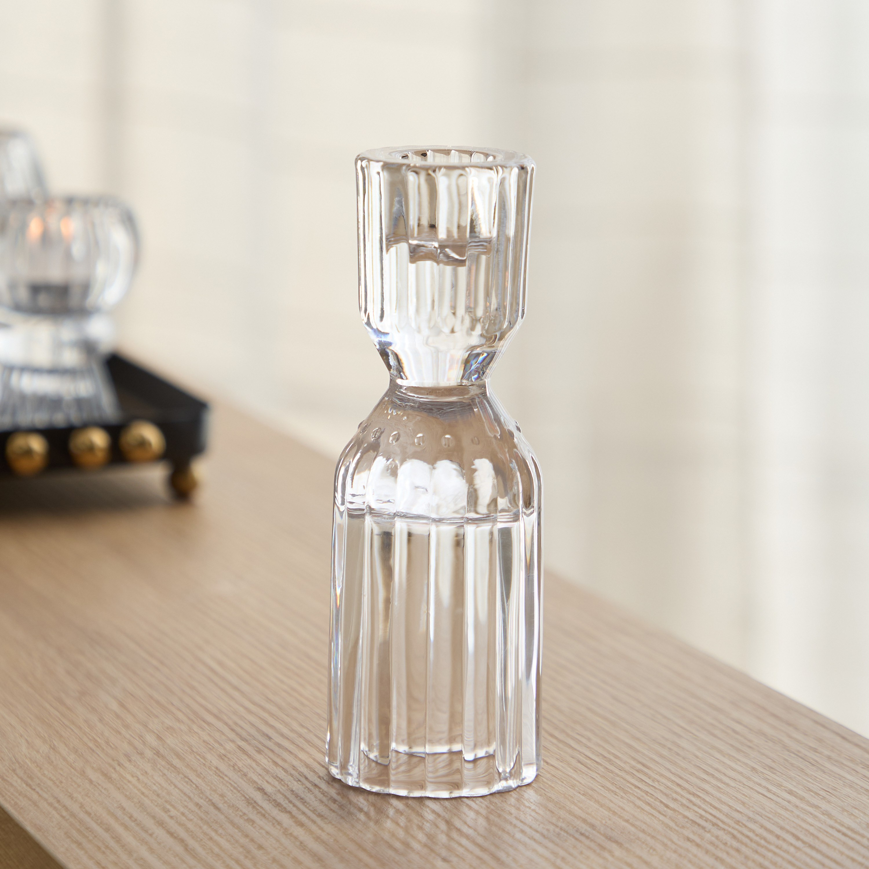 Tamara Heavy Glass Crystalline Clear Candleholder - 5x14.5 cm-hbxlivingroom-decorandaccessories-candleholders-image-2