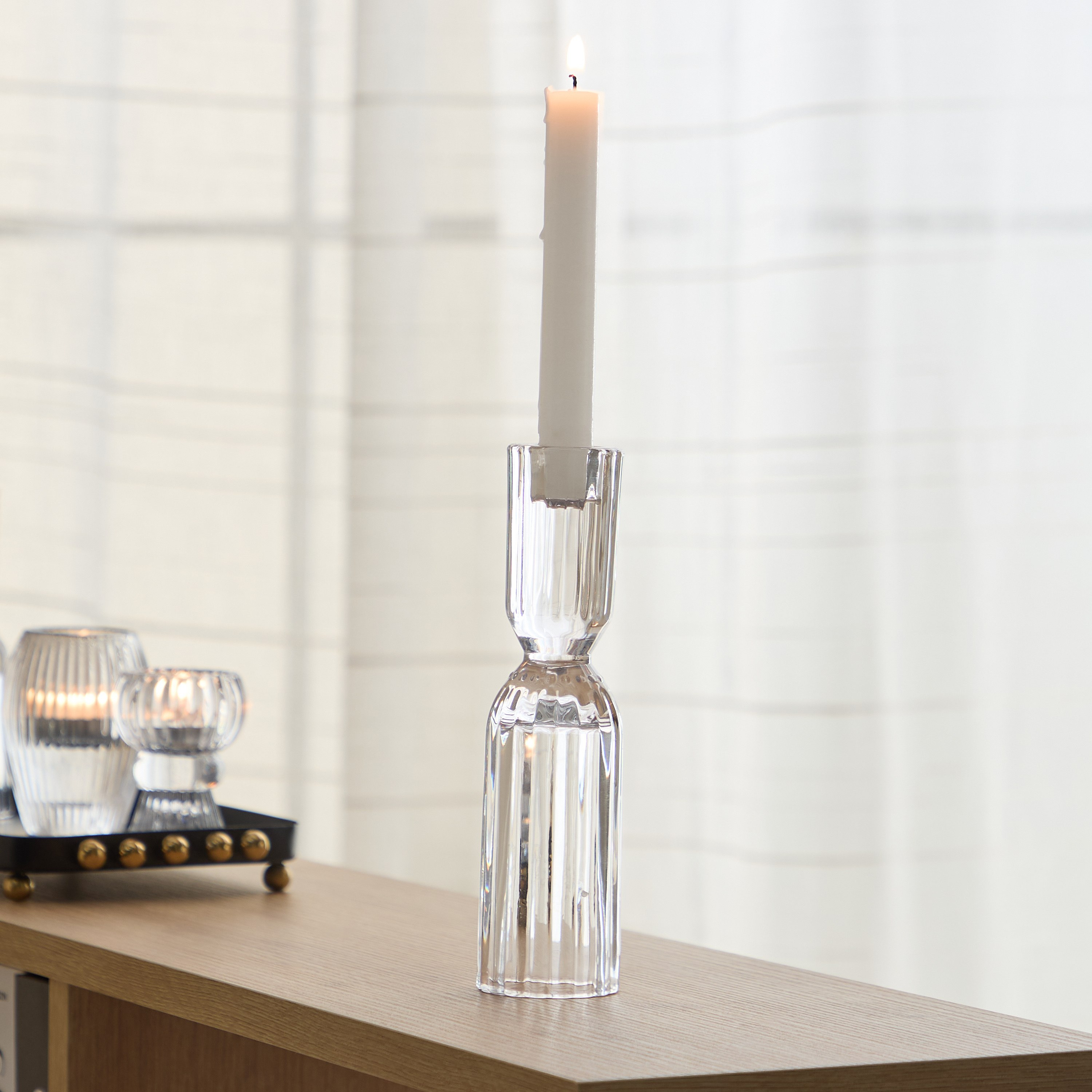 Tamara Heavy Glass Crystalline Candleholder - 5x22 cm-hbxlivingroom-decorandaccessories-candleholders-image-1
