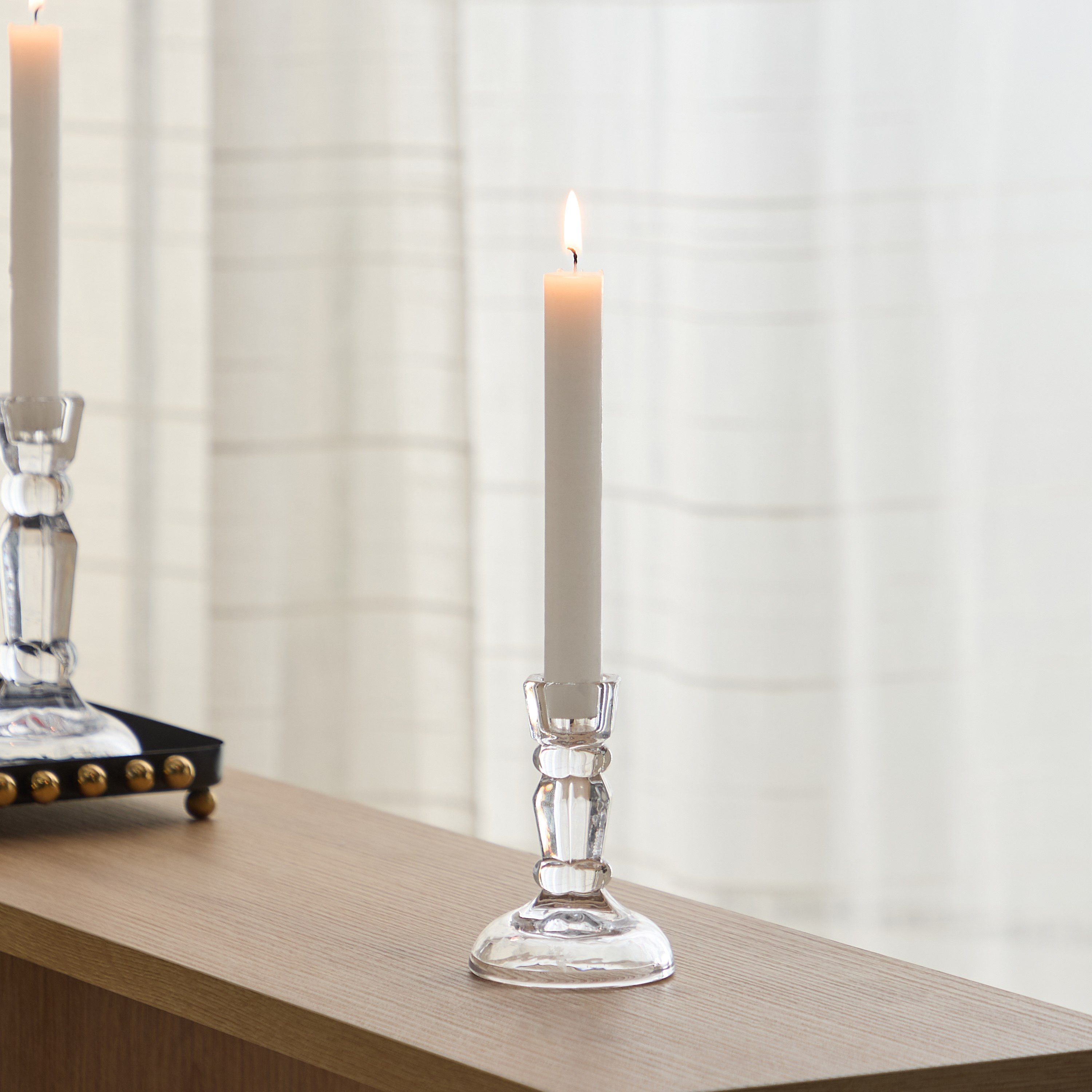 Tamara Heavy Glass Crystalline Clear Small Candleholder - 7x10 cm-hbxlivingroom-decorandaccessories-candleholders-image-1