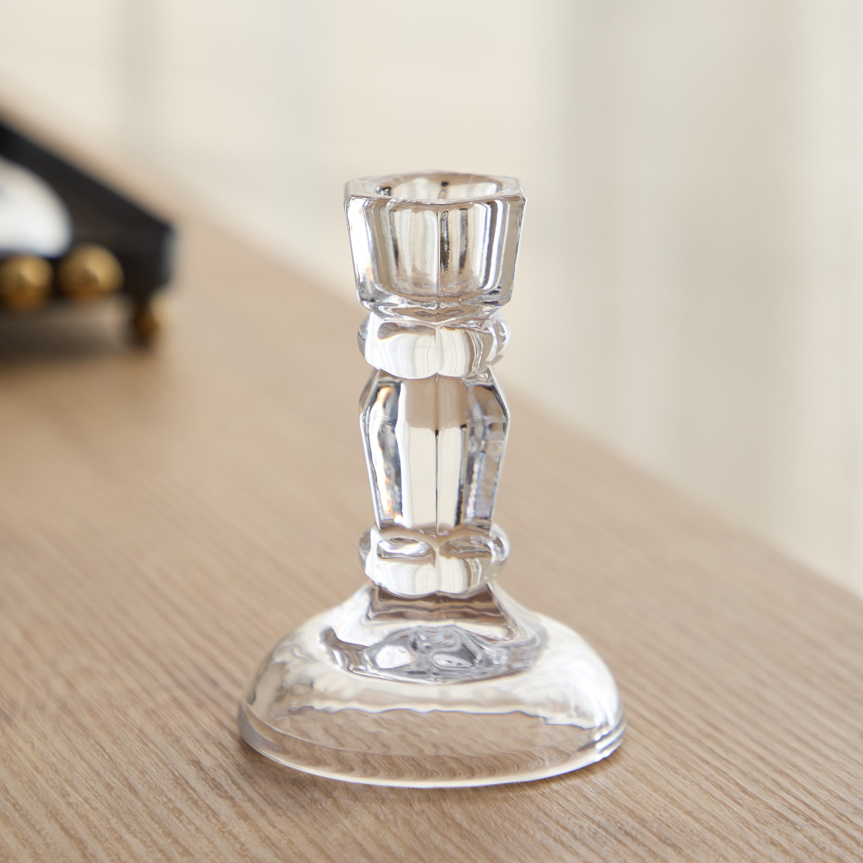 Tamara Heavy Glass Crystalline Clear Small Candleholder - 7x10 cm-hbxlivingroom-decorandaccessories-candleholders-image-2