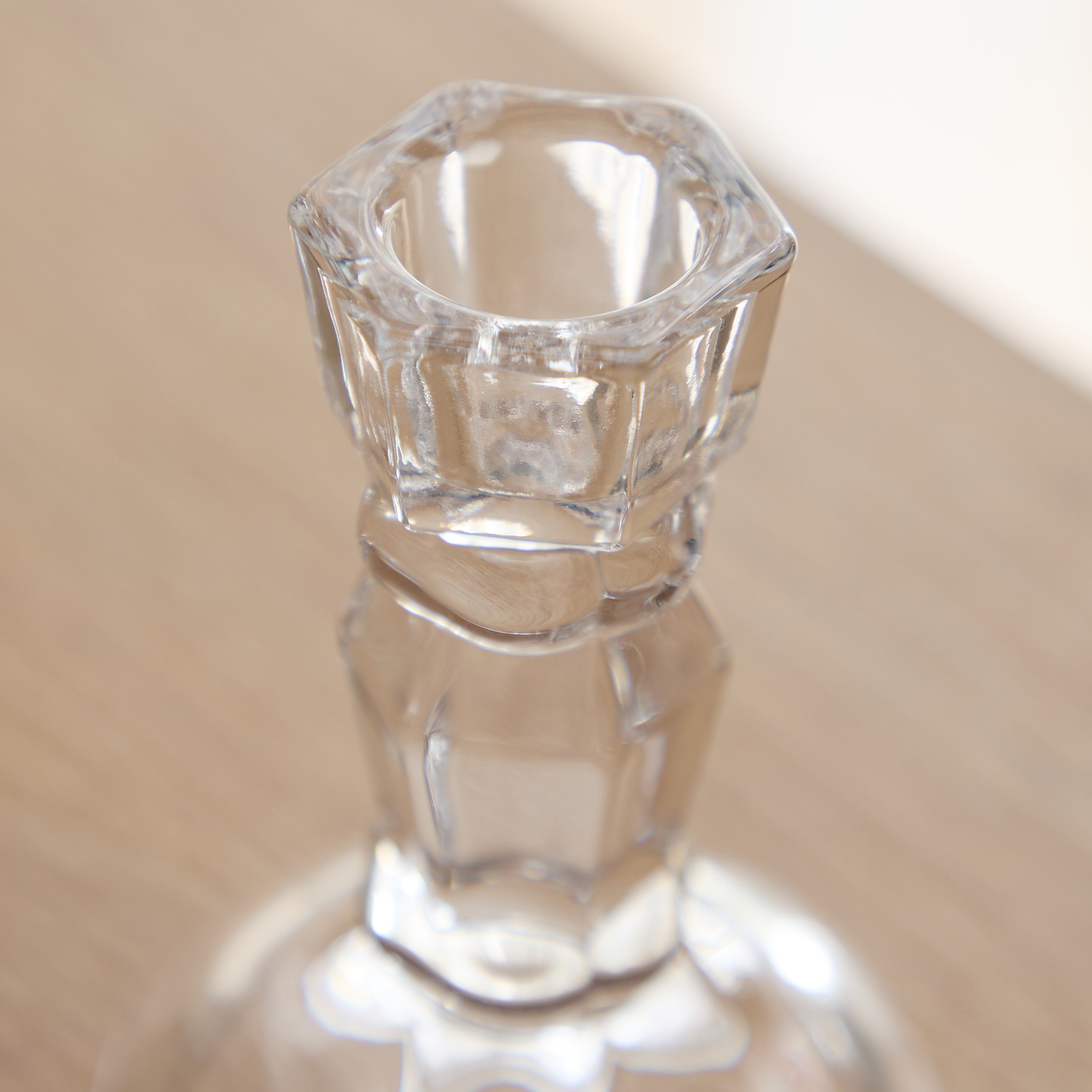Tamara Heavy Glass Crystalline Clear Small Candleholder - 7x10 cm-hbxlivingroom-decorandaccessories-candleholders-image-3
