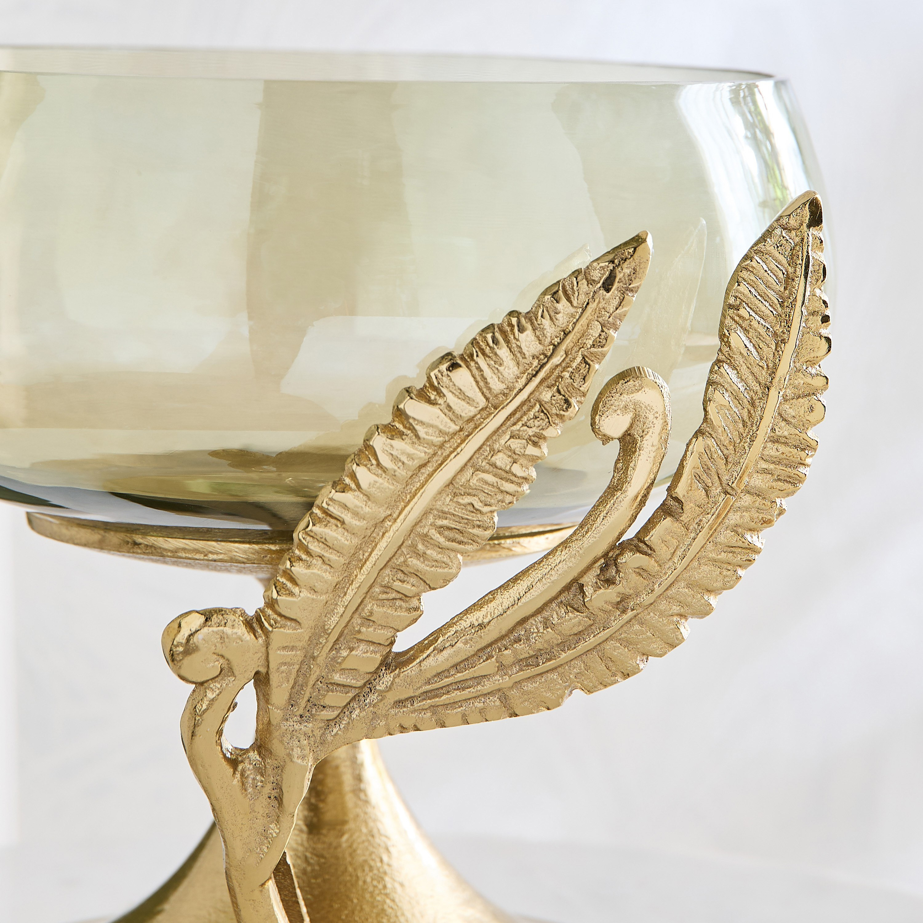 Eternity Bloom Aluminium Fern Twine Pedestal Glass Bowl - 29x28.5x25.5 cm-PROMO_HB_SA_SETFOR1299_270826-image-3