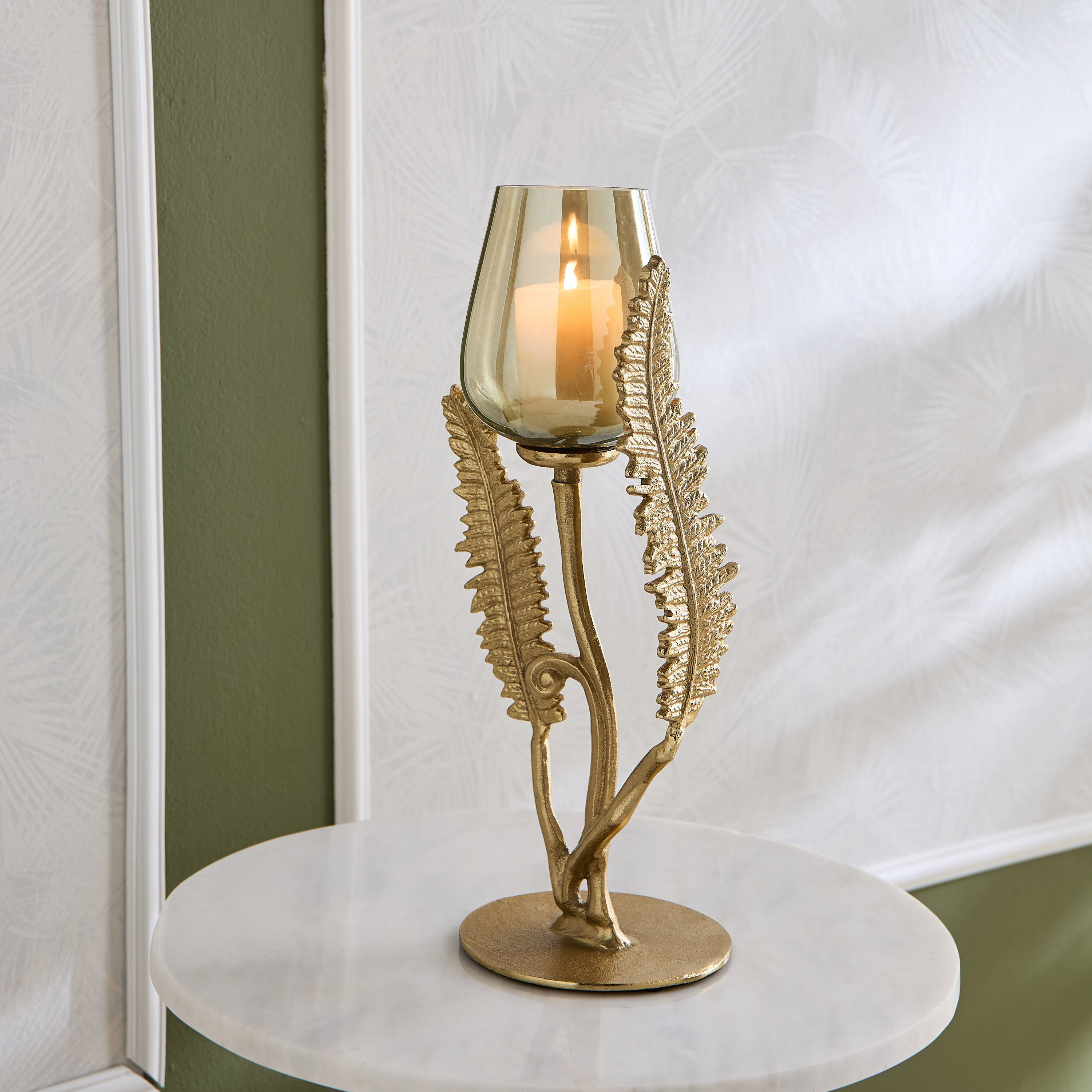 Eternity Bloom Aluminium Fern Twine Candleholder - 18x15x43 cm-hbxlivingroom-decorandaccessories-candleholders-image-2