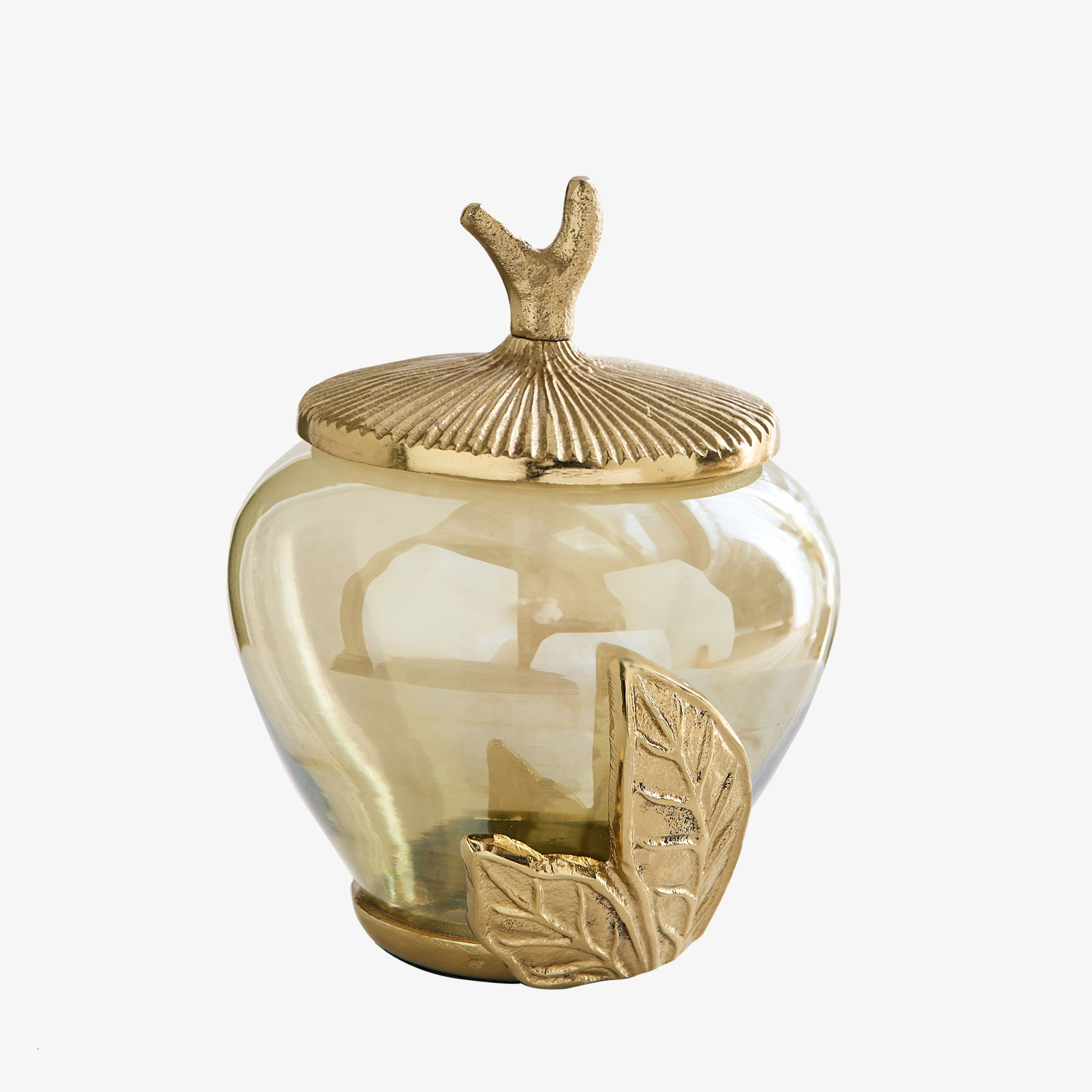 Eternity Bloom Aluminium Leaf Glass Decor Jar - 18x18x21 cm-hbxhomeware-homedecor-figurinesandornaments-image-5