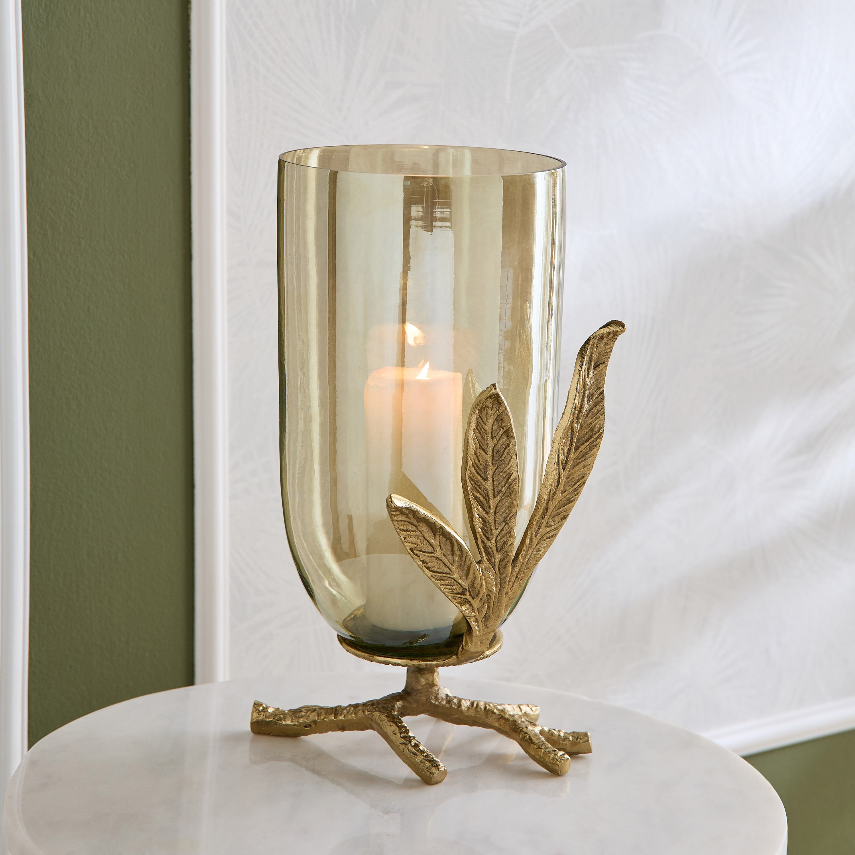 Eternity Bloom Aluminium Leaf Base Vase - 22x20x36 cm-hbxbedroom-decorandaccessories-vases-image-2