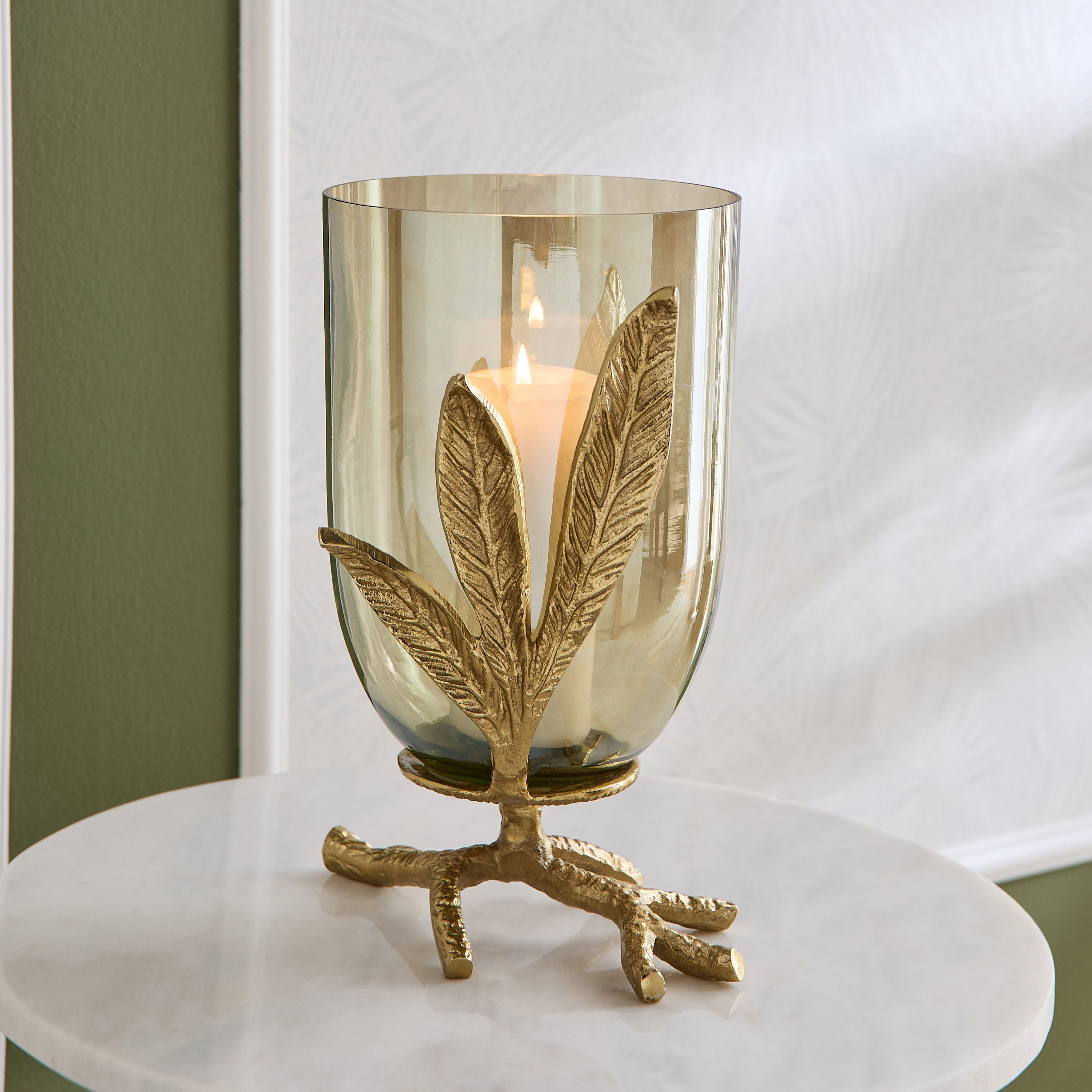 Eternity Bloom Aluminium Leaf Base Vase - 21x19.5x31 cm-hbxbedroom-decorandaccessories-vases-image-2