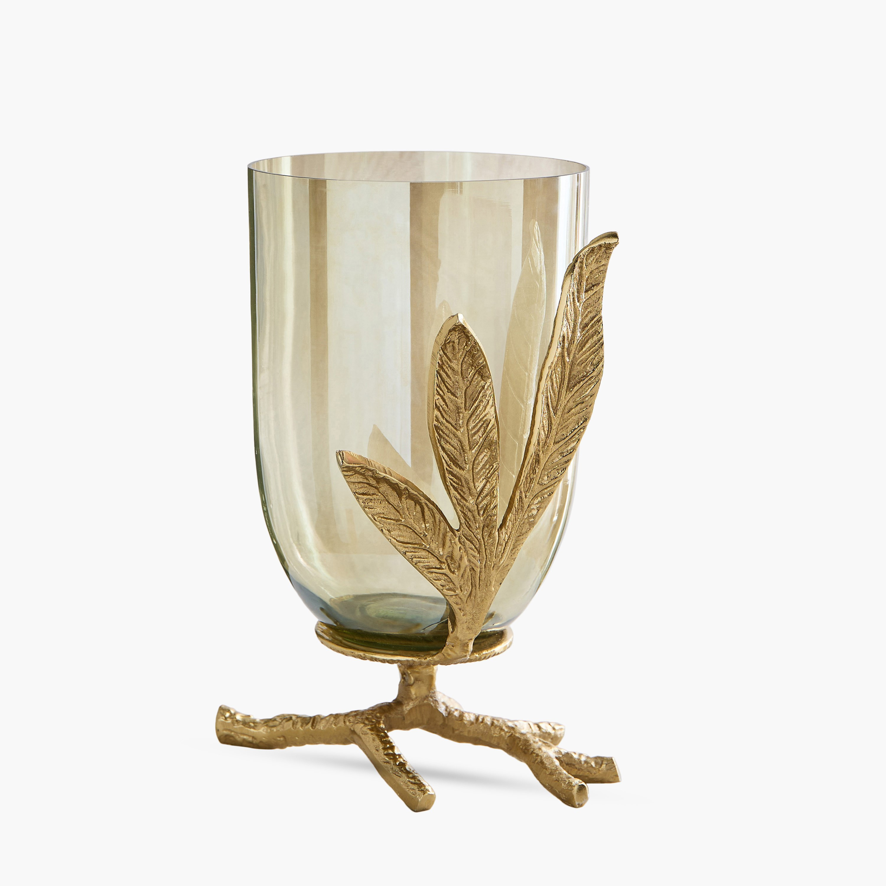 Eternity Bloom Aluminium Leaf Base Vase - 21x19.5x31 cm-hbxbedroom-decorandaccessories-vases-image-5