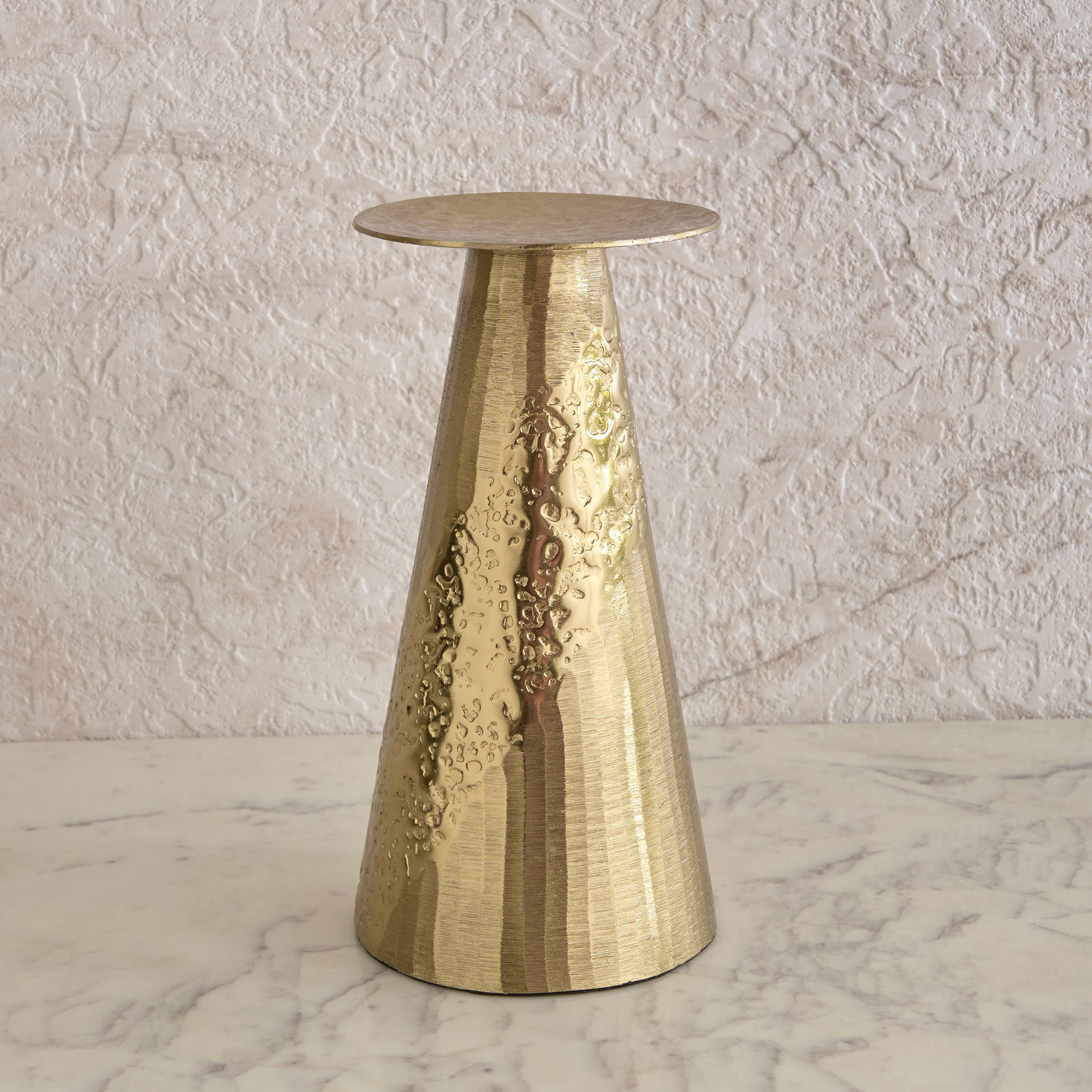 Melrose Litt Aluminium Textured Pillar Candleholder - 12x12x24 cm-hbxlivingroom-decorandaccessories-candleholders-image-2