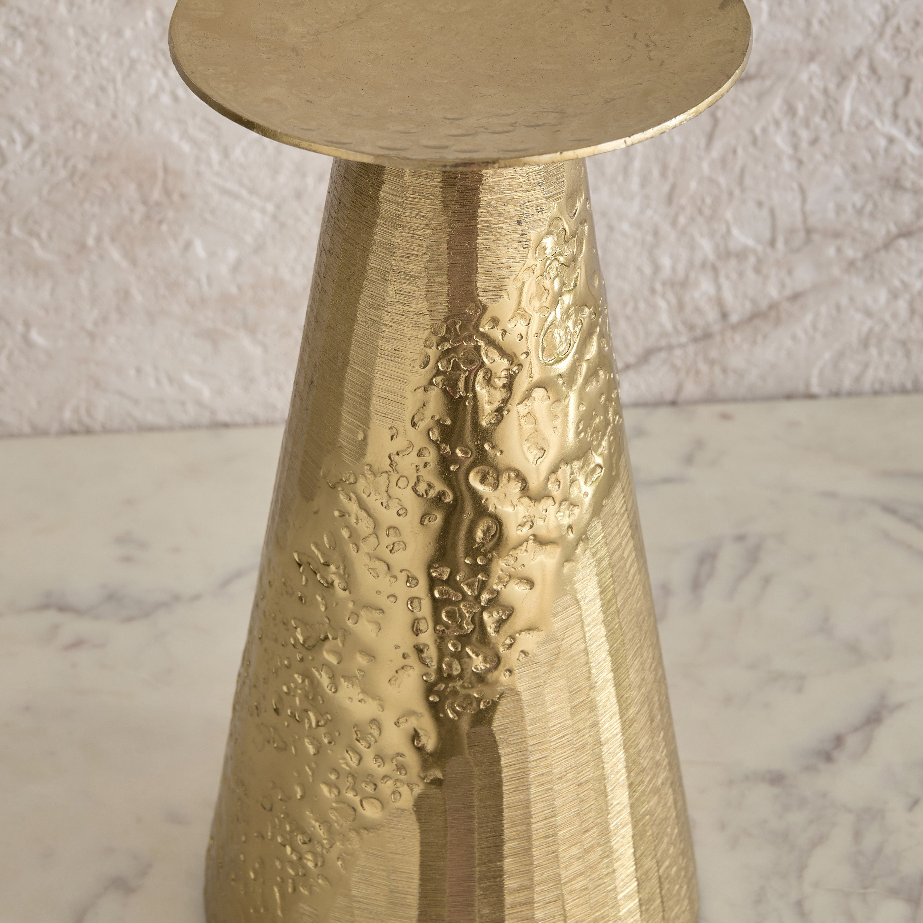 Melrose Litt Aluminium Textured Pillar Candleholder - 12x12x24 cm-hbxlivingroom-decorandaccessories-candleholders-image-3
