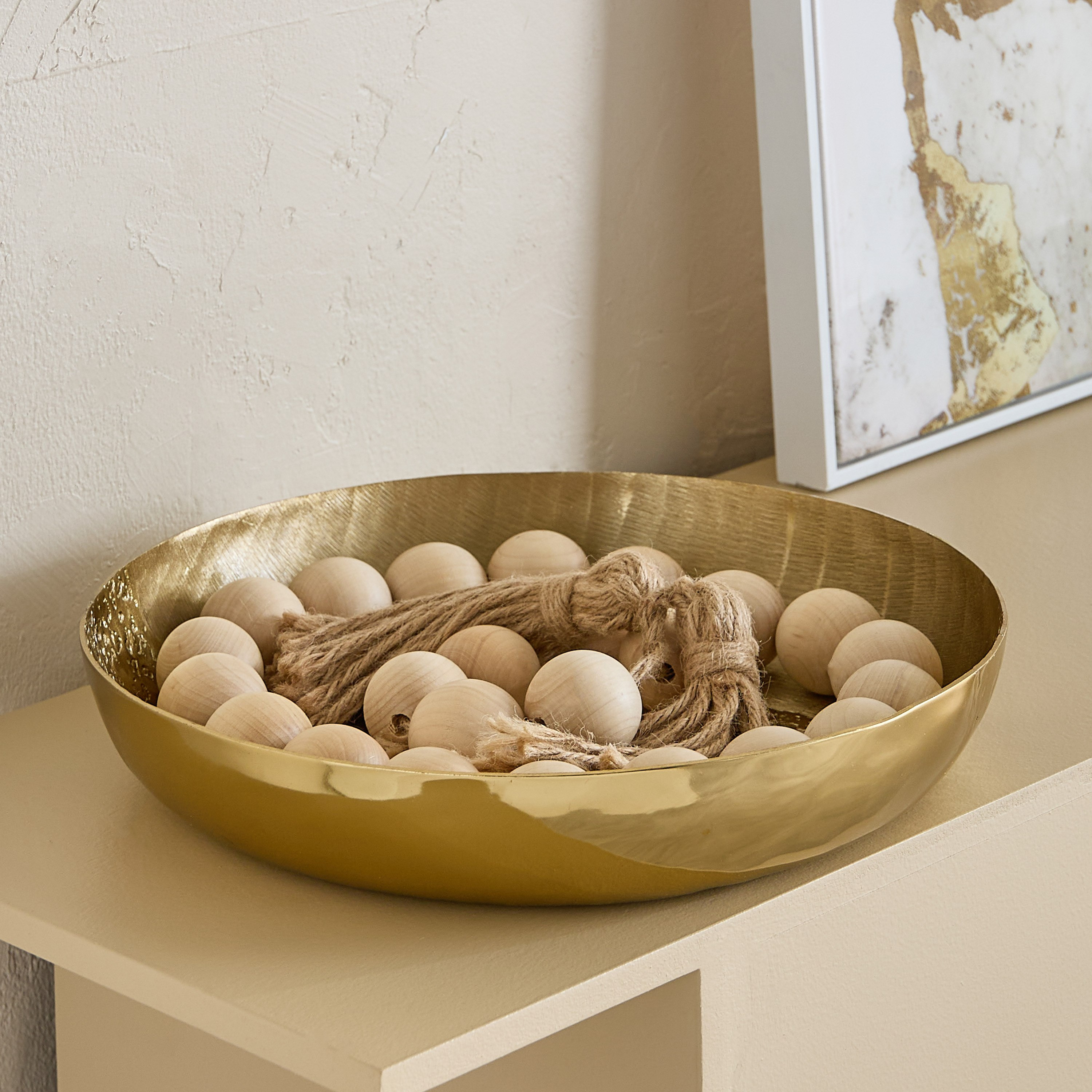 Melrose Litt Aluminium Textured Decorative Round Flat Bowl - 30x30x7 cm-hbxdecorandfurnishings-homeaccessories-bowls-image-4