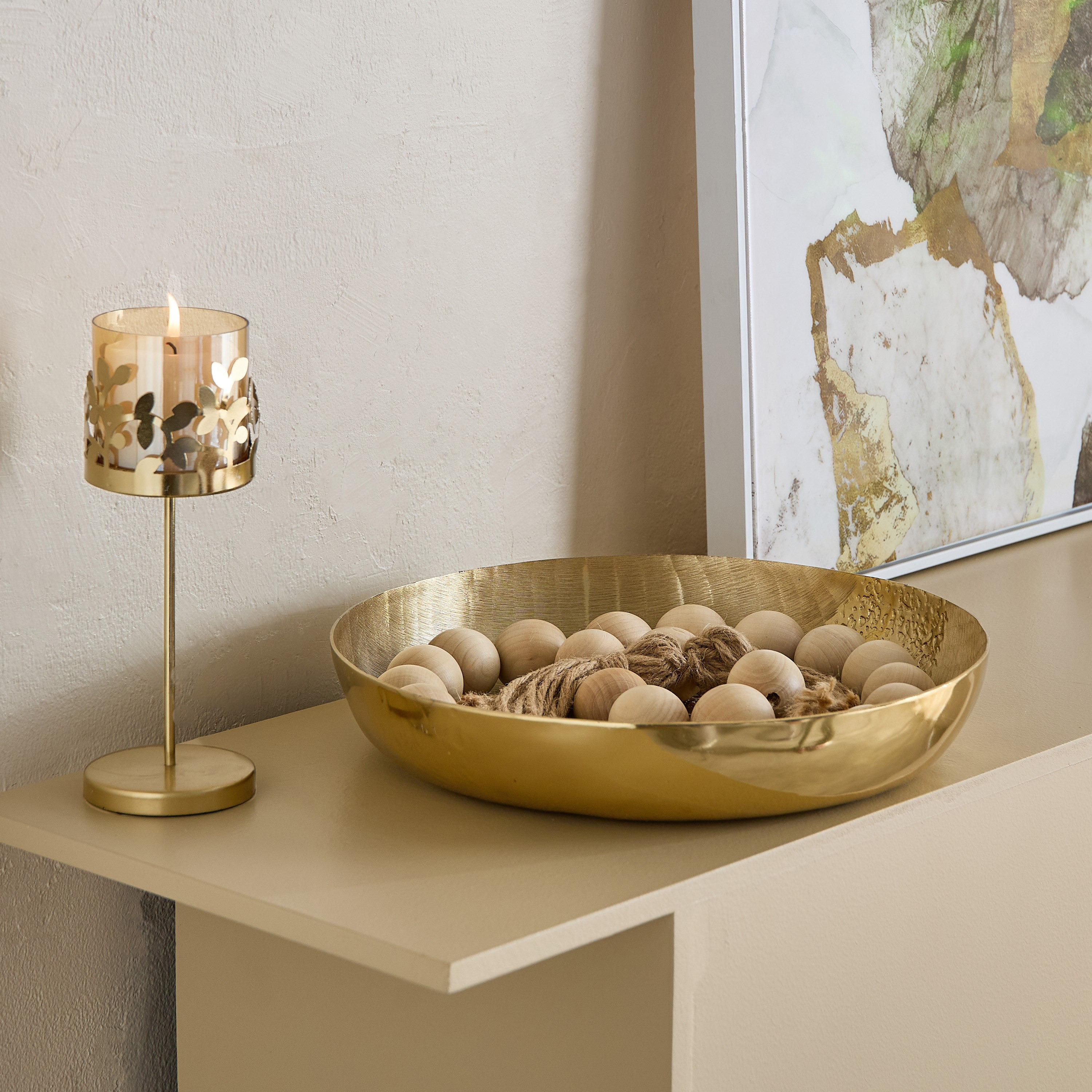 Melrose Litt Aluminium Textured Decorative Round Flat Bowl - 30x30x7 cm-hbxdecorandfurnishings-homeaccessories-bowls-image-7