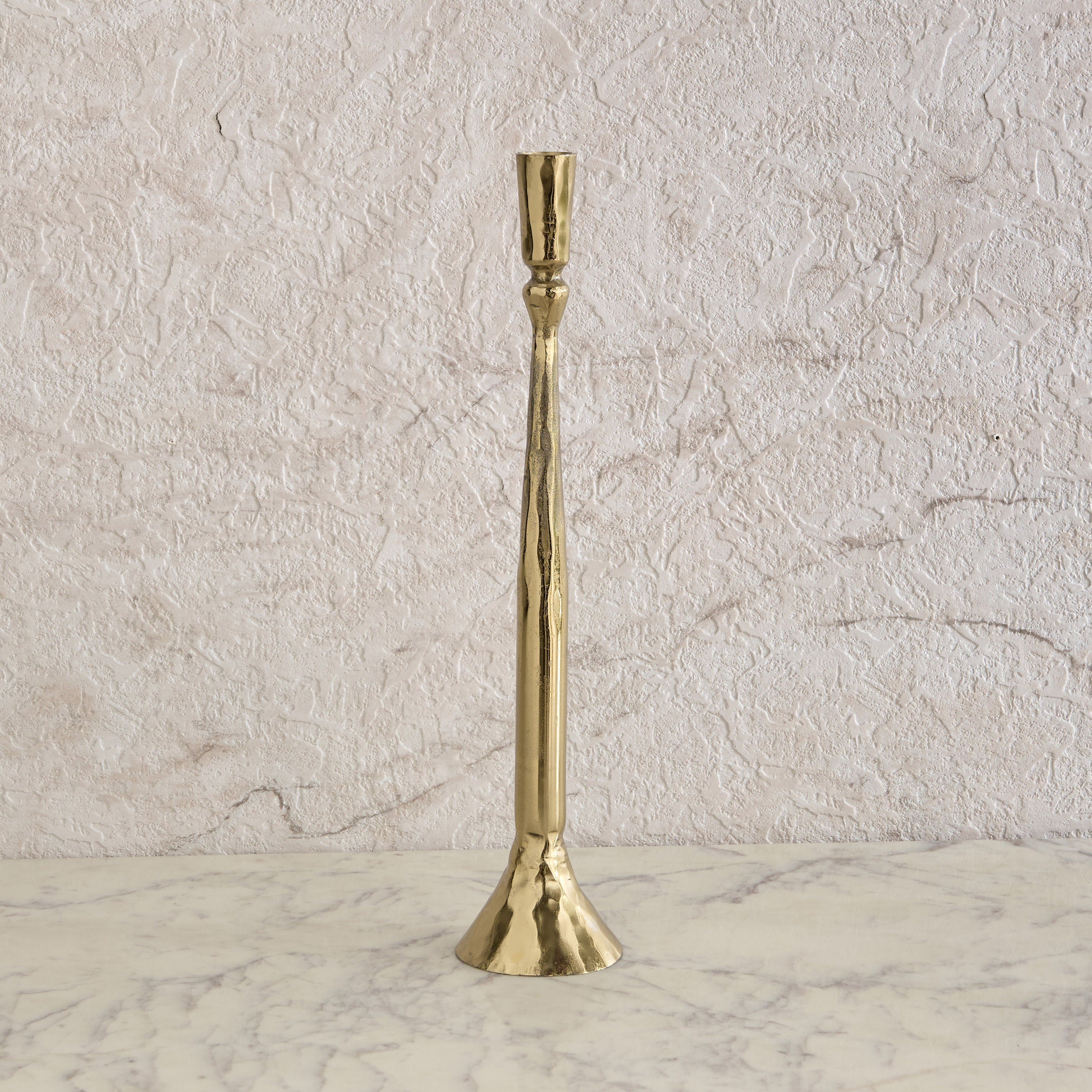 Melrose Litt Aluminium Textured Taper Candleholder - 8x8x50 cm-hbxlivingroom-decorandaccessories-candleholders-image-2