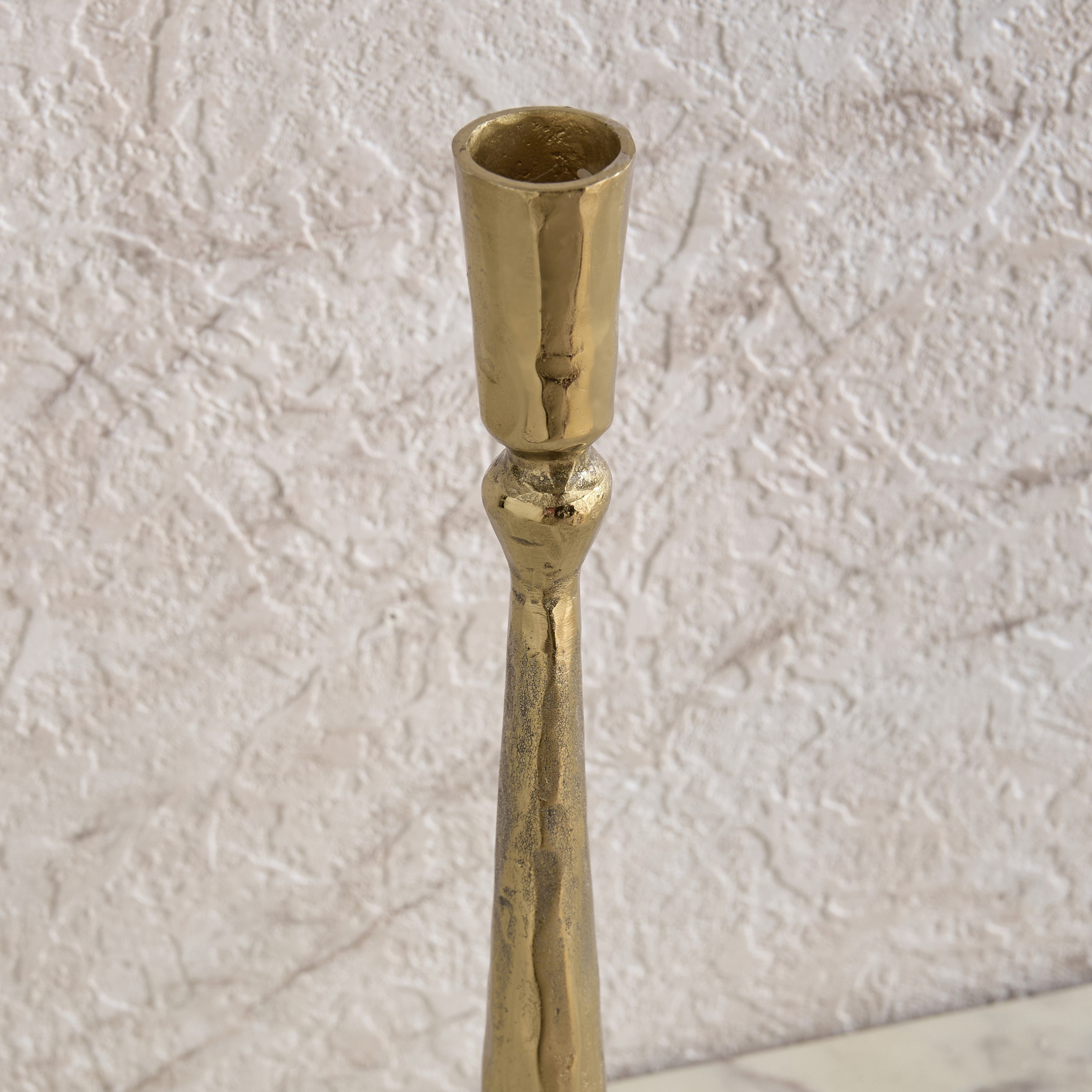 Melrose Litt Aluminium Textured Taper Candleholder - 8x8x50 cm-hbxlivingroom-decorandaccessories-candleholders-image-3