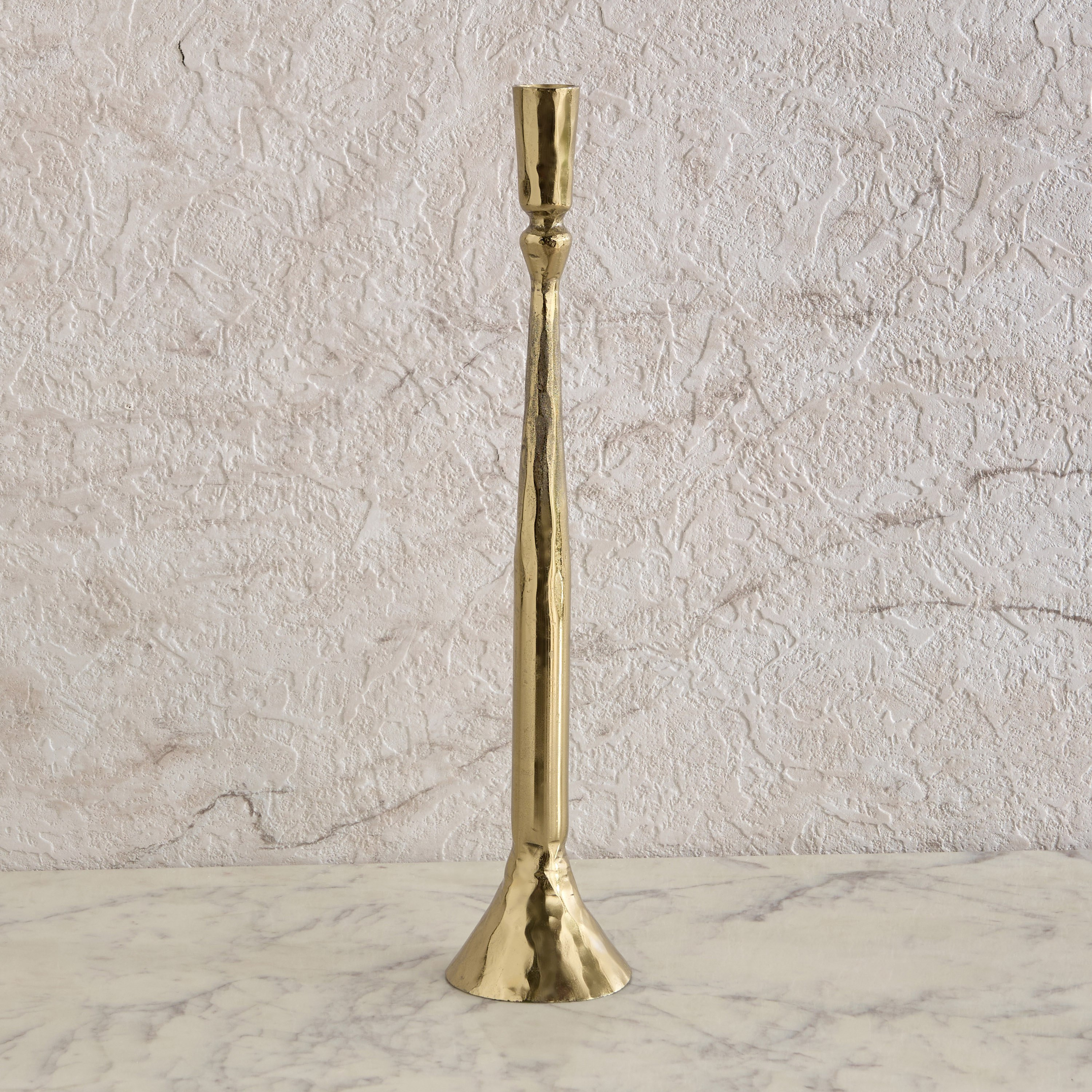 Melrose Litt Aluminium Textured Taper Candleholder - 8x8x40 cm-hbxlivingroom-decorandaccessories-candleholders-image-2