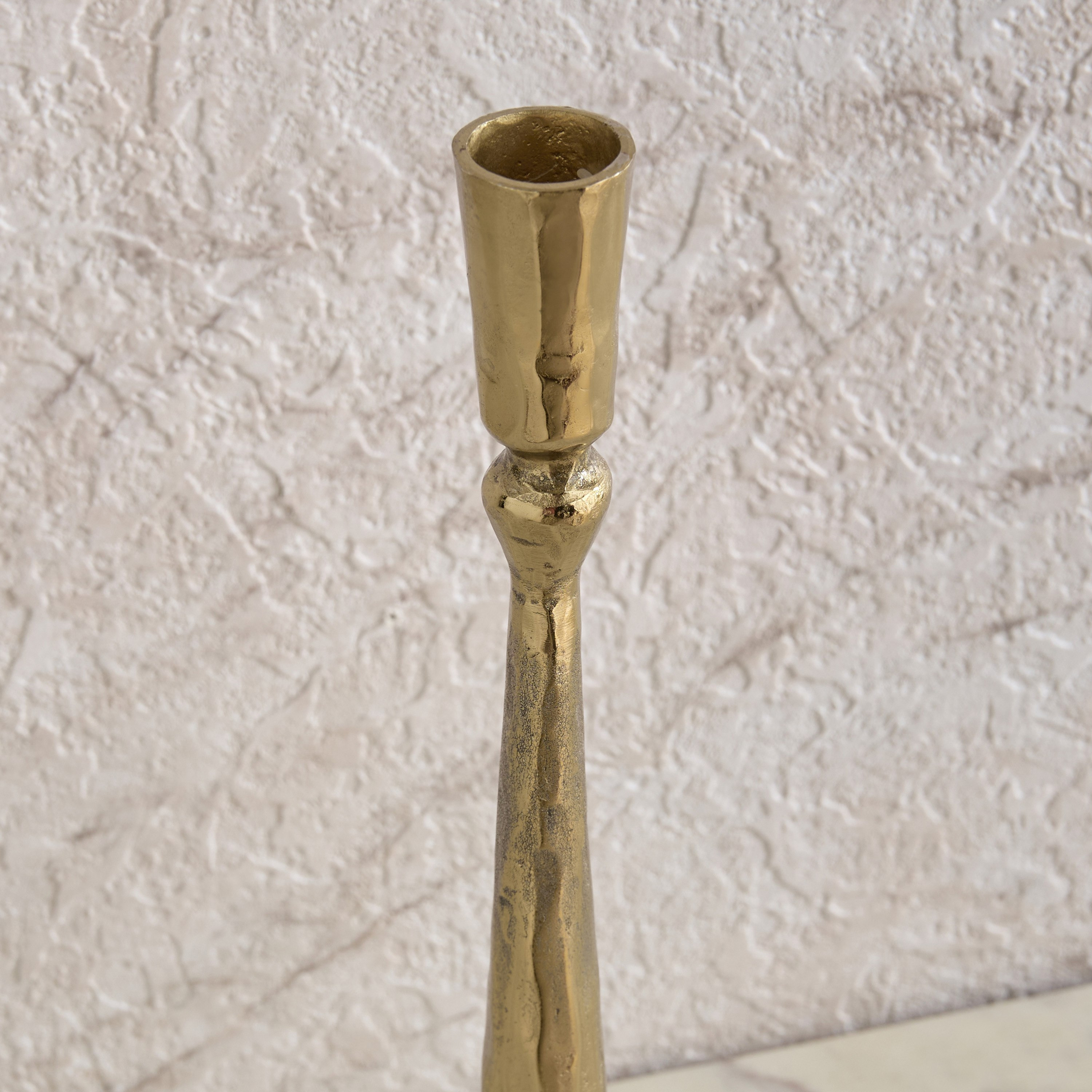 Melrose Litt Aluminium Textured Taper Candleholder - 8x8x40 cm-hbxlivingroom-decorandaccessories-candleholders-image-3