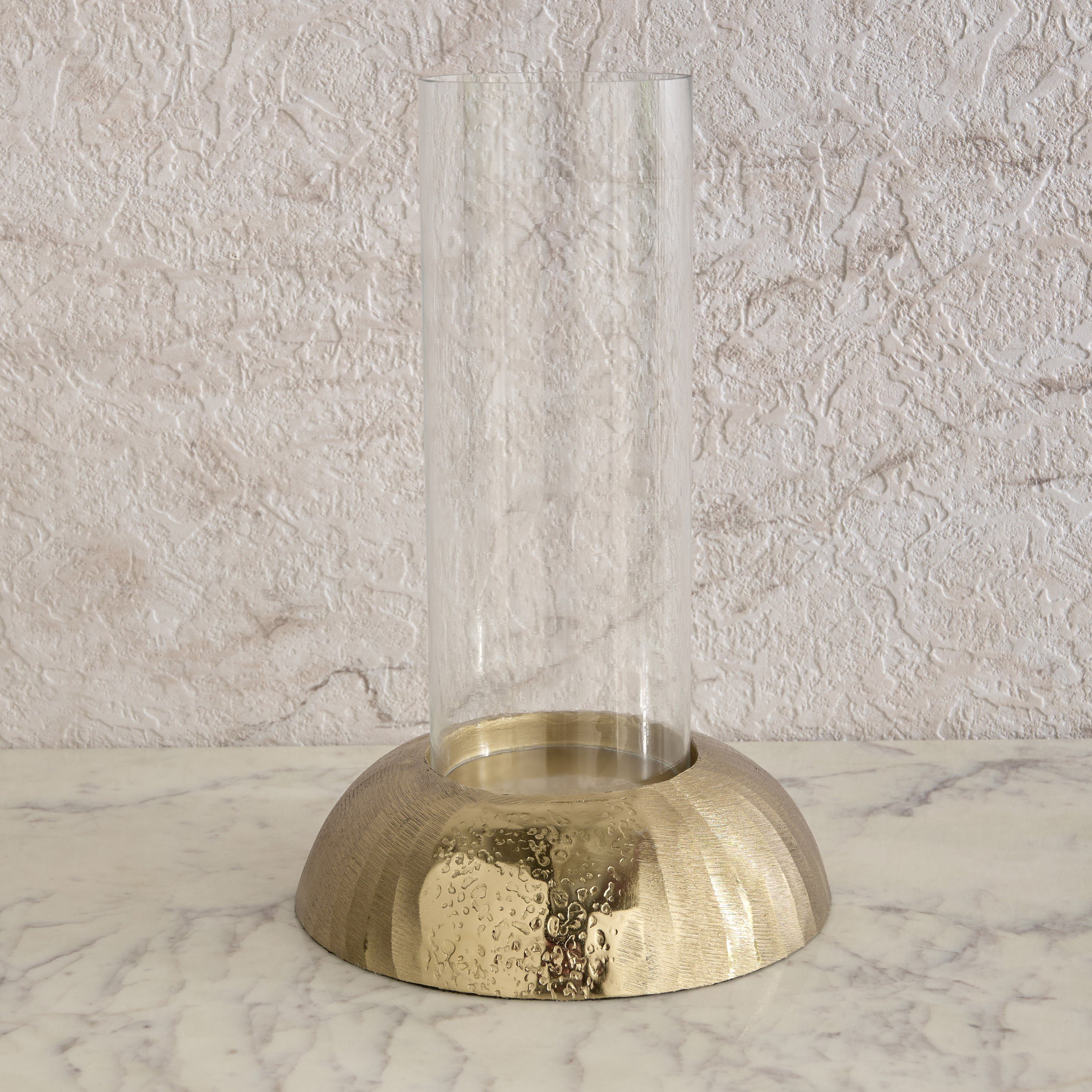 Melrose Litt Glass Hurricane with Aluminium Base - 20x20x30 cm-hbxlivingroom-decorandaccessories-candleholders-image-2
