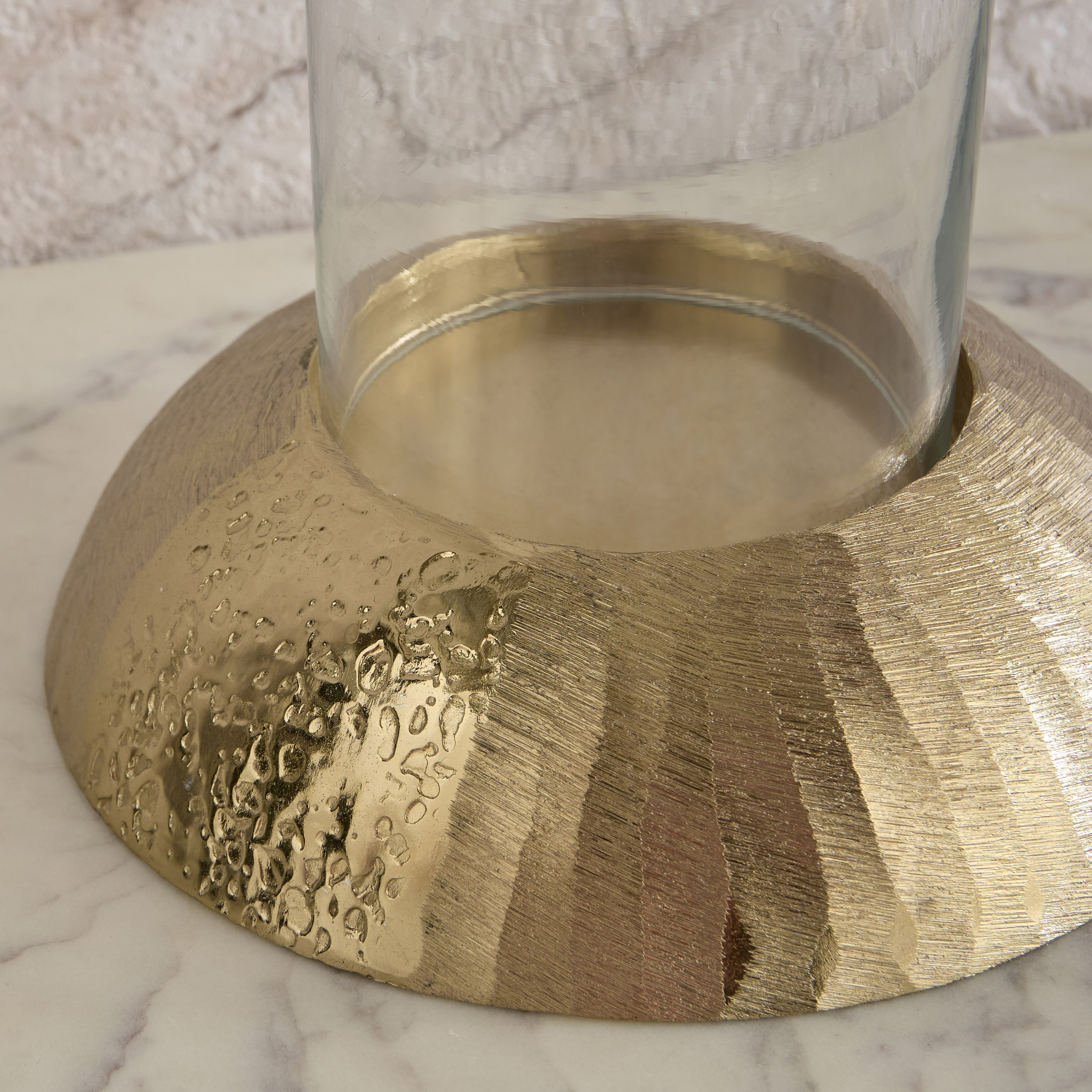 Melrose Litt Glass Hurricane with Aluminium Base - 20x20x30 cm-hbxlivingroom-decorandaccessories-candleholders-image-4