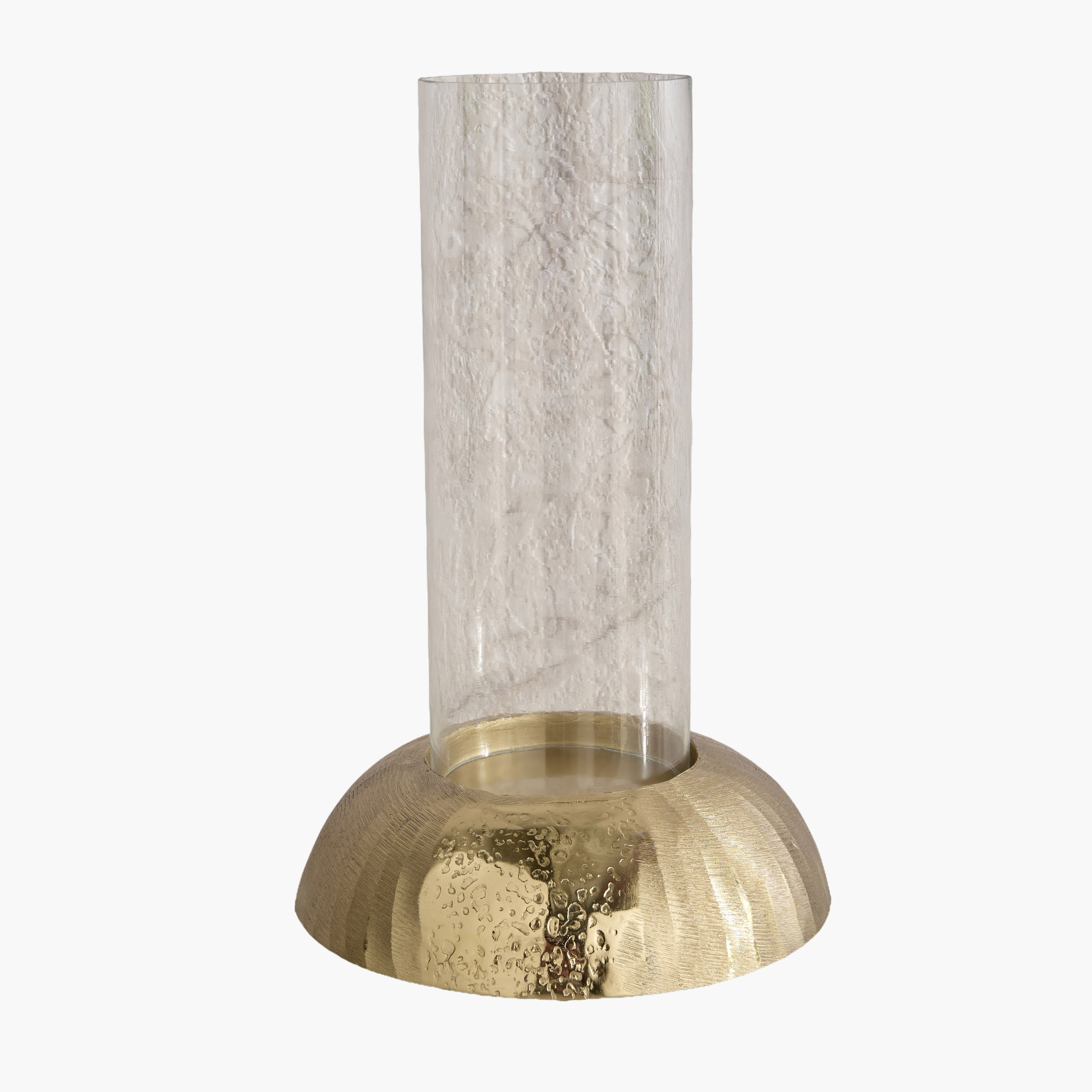 Melrose Litt Glass Hurricane with Aluminium Base - 20x20x30 cm-hbxlivingroom-decorandaccessories-candleholders-image-6