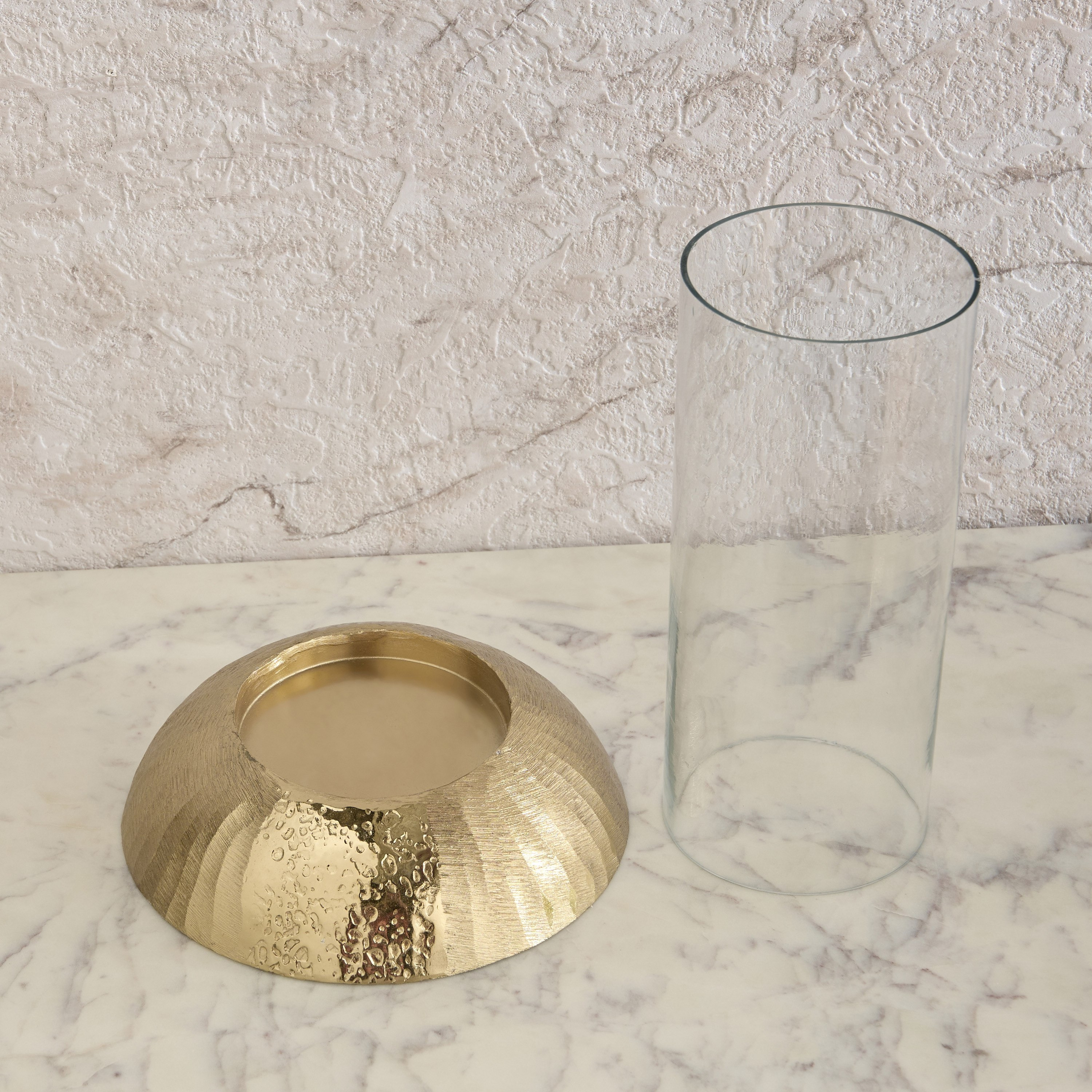 Melrose Litt Glass Hurricane with Aluminium Base - 19x19x28 cm-hbxlivingroom-decorandaccessories-candleholders-image-3