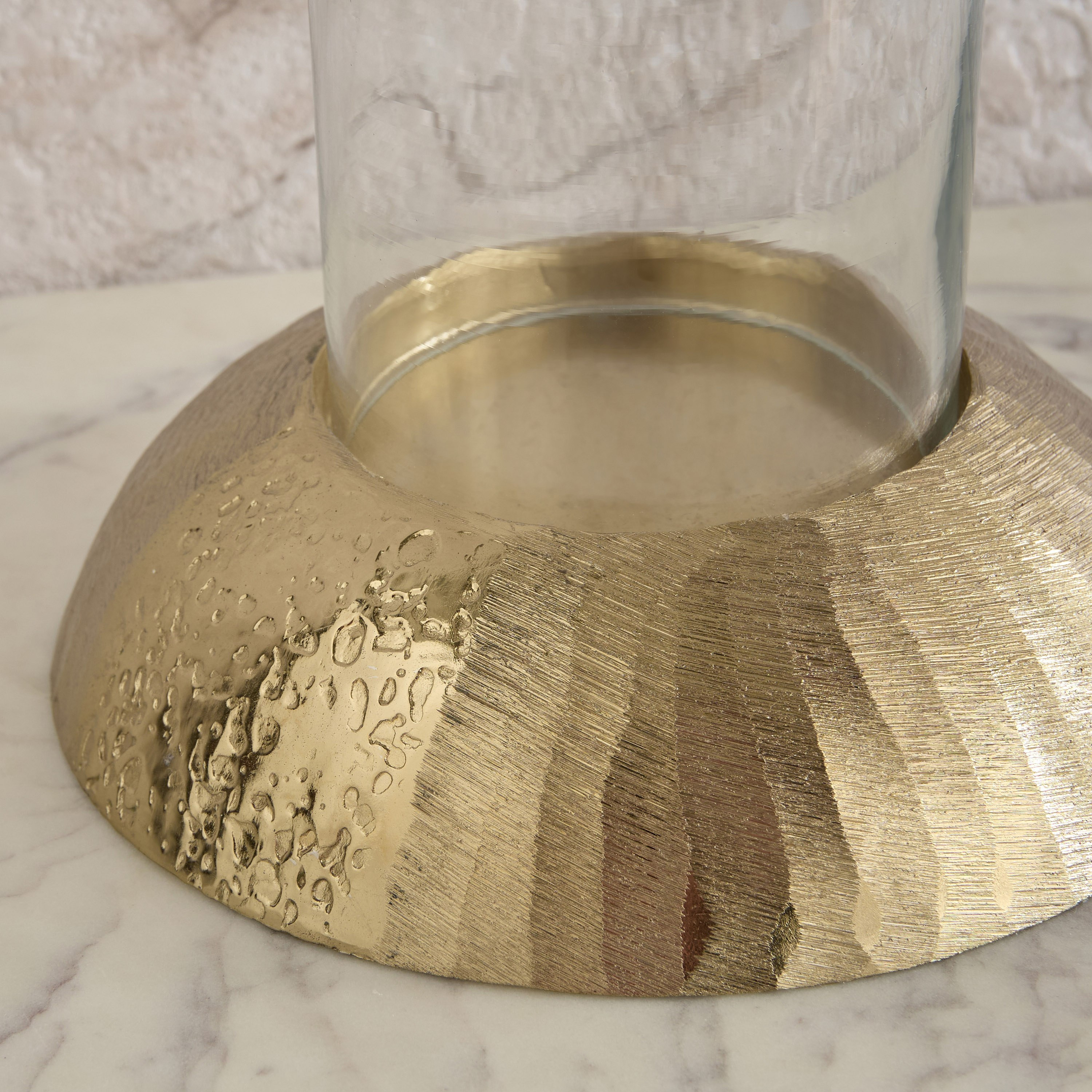 Melrose Litt Glass Hurricane with Aluminium Base - 19x19x28 cm-hbxlivingroom-decorandaccessories-candleholders-image-4
