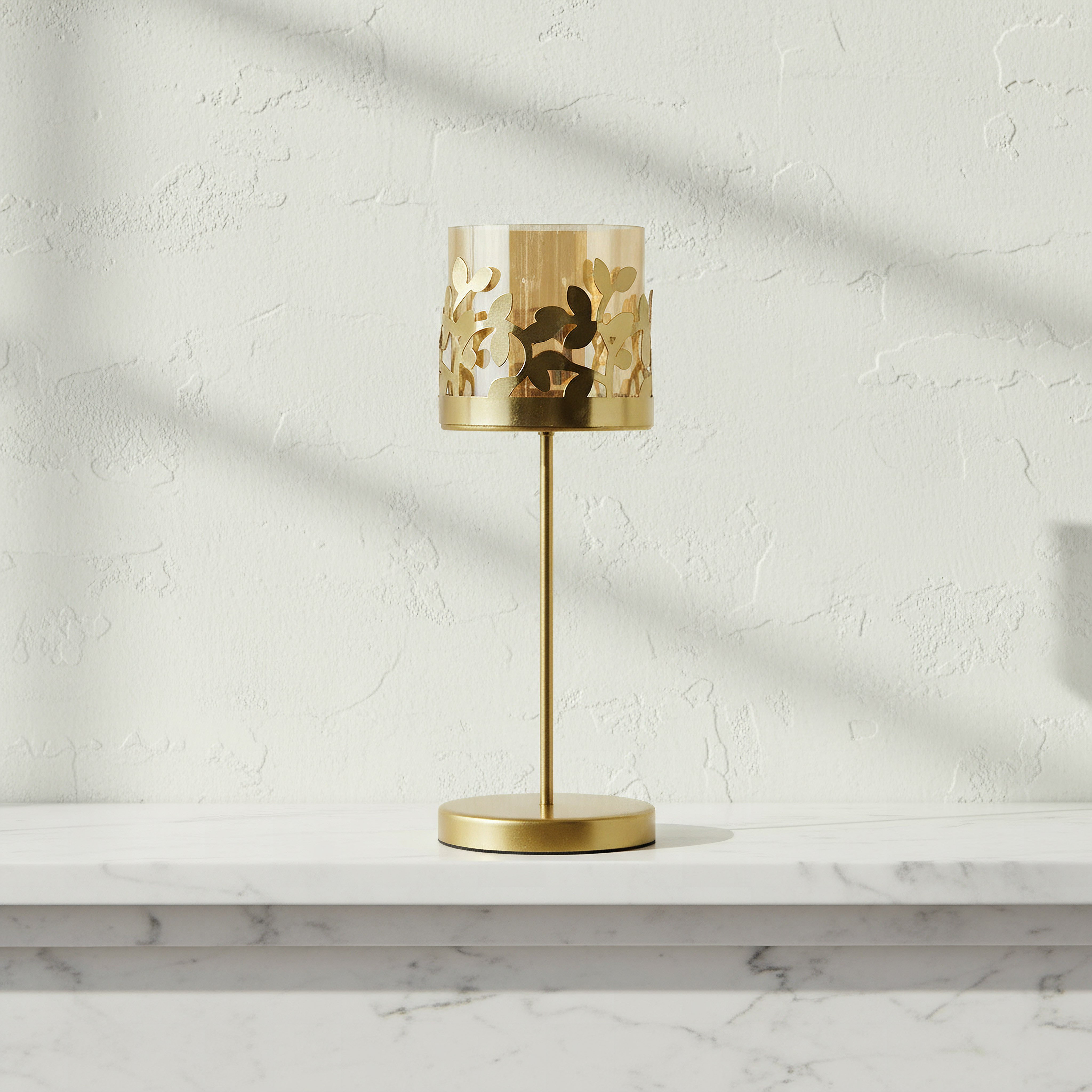 Embrace Metal Leaf Candleholder with Glass - 7.5x7.5x21 cm-hbxlivingroom-decorandaccessories-candleholders-image-4