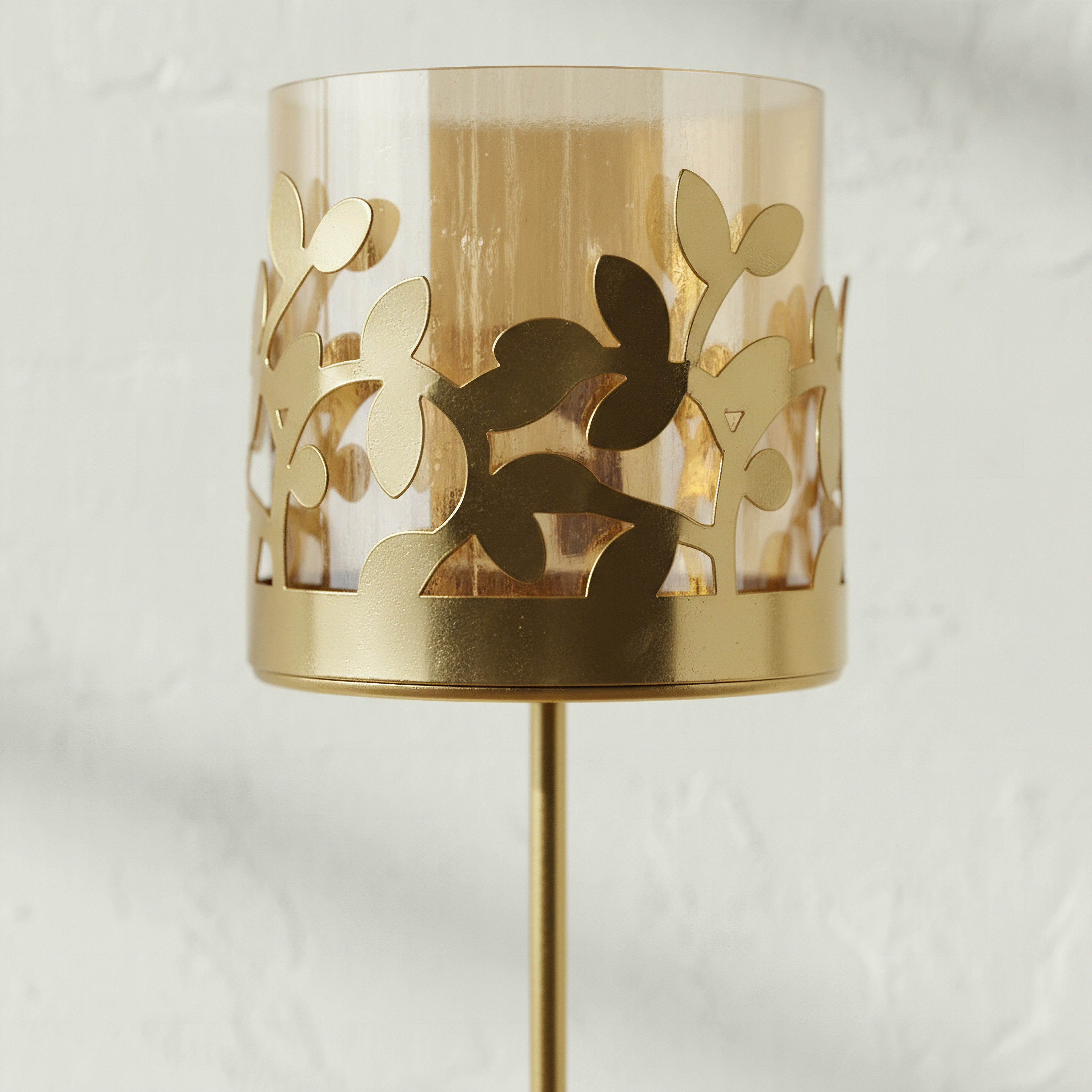 Embrace Metal Leaf Candleholder with Glass - 7.5x7.5x21 cm-hbxlivingroom-decorandaccessories-candleholders-image-5