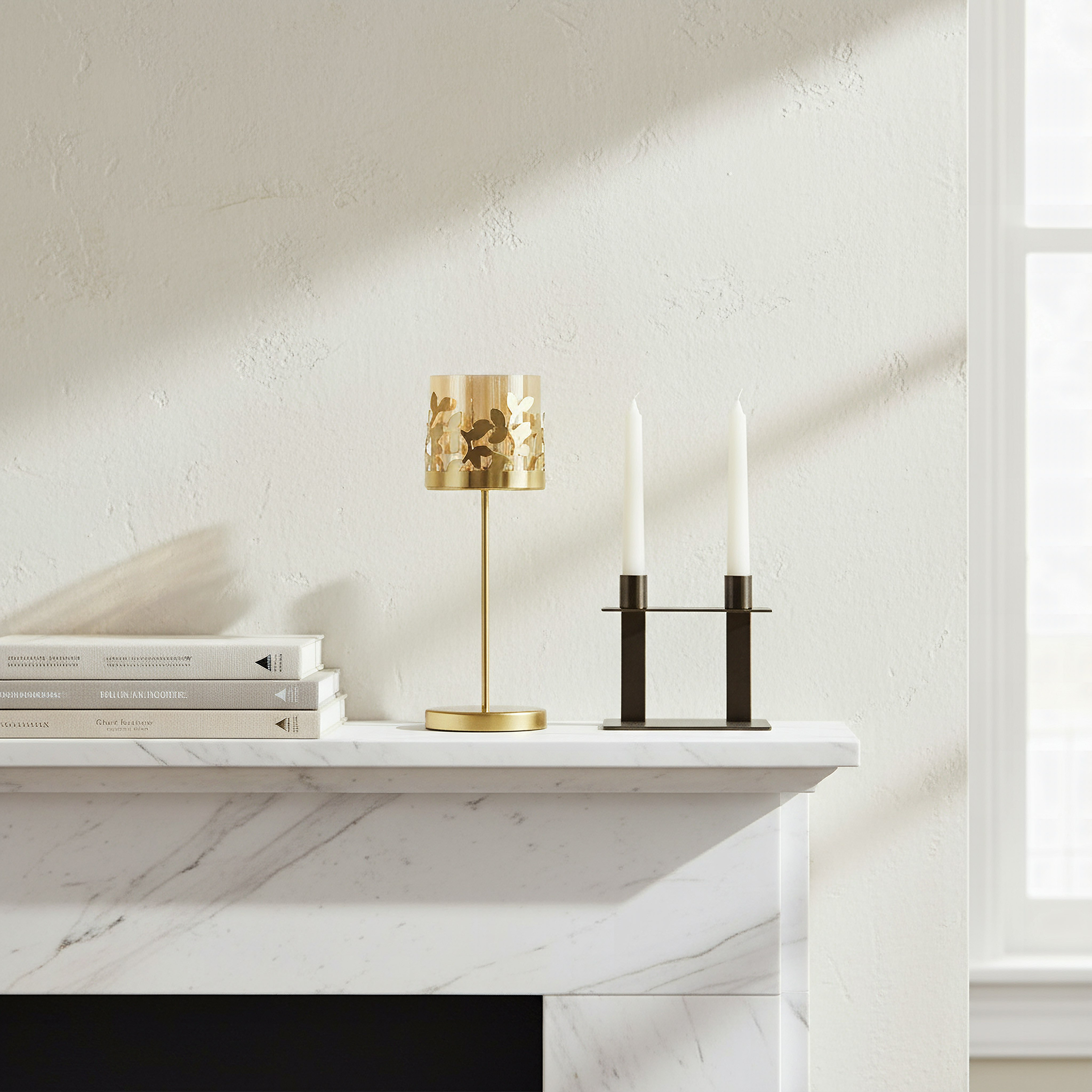Embrace Metal Leaf Candleholder with Glass - 7.5x7.5x21 cm-hbxlivingroom-decorandaccessories-candleholders-image-6
