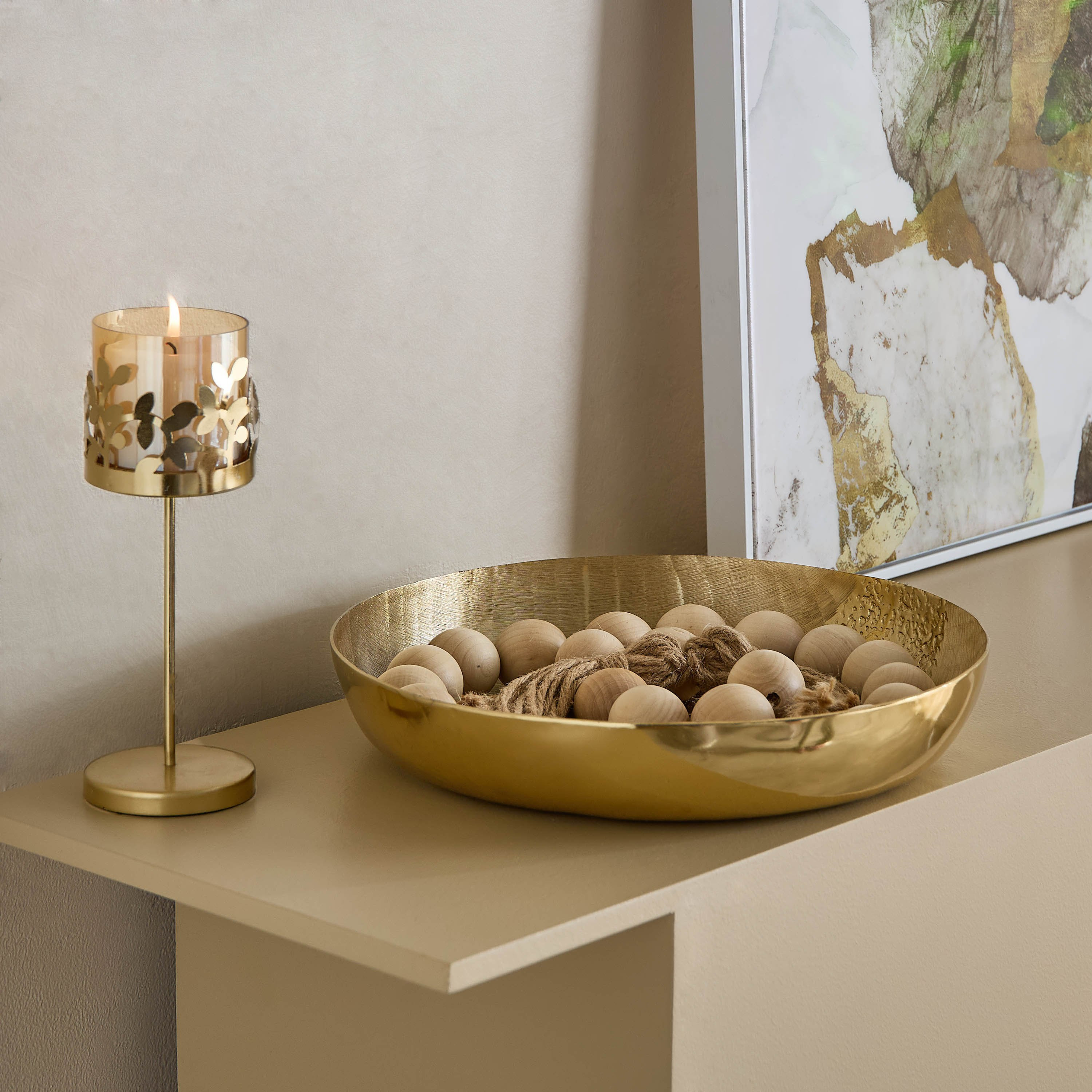 Embrace Metal Leaf Candleholder with Glass - 7.5x7.5x21 cm-hbxlivingroom-decorandaccessories-candleholders-image-2