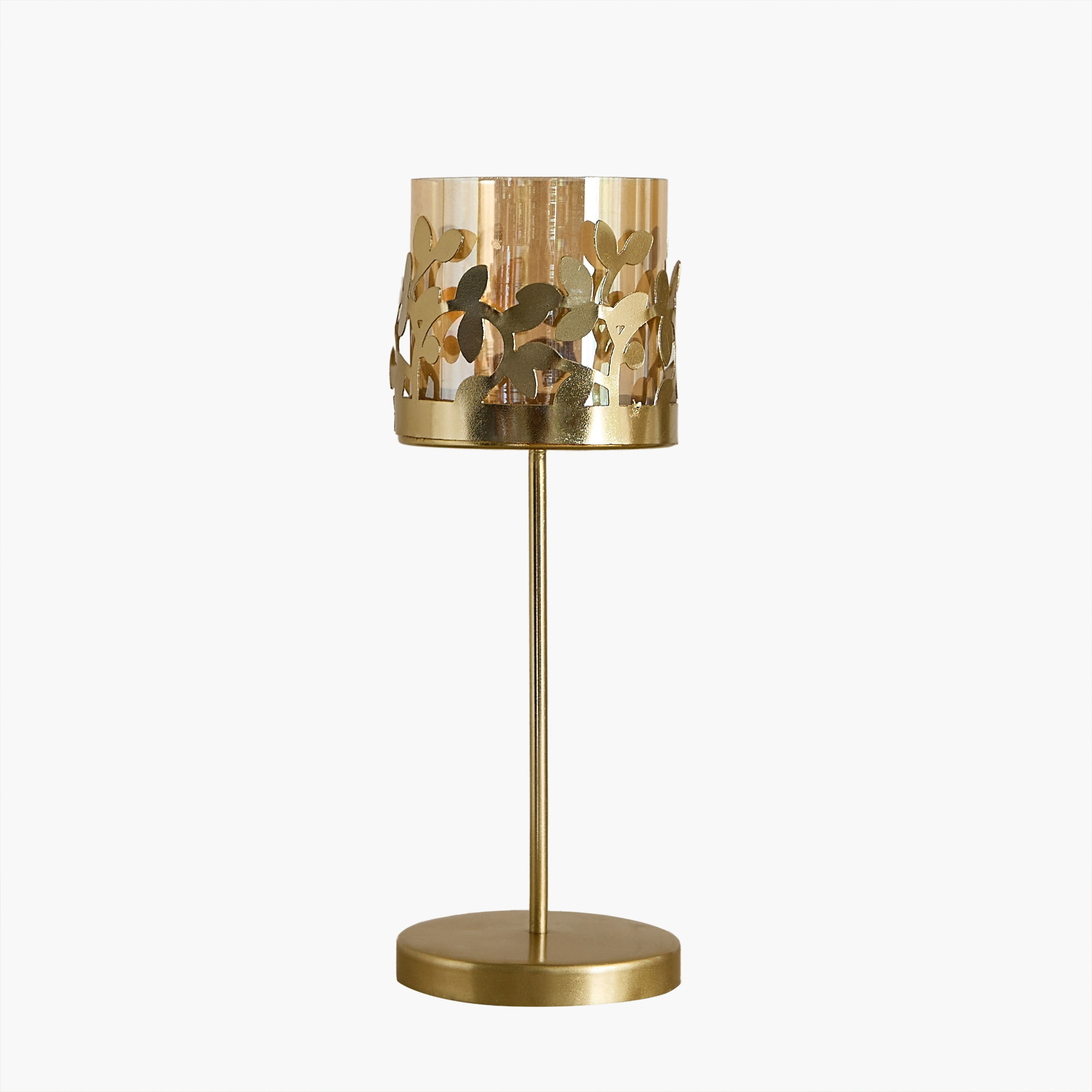 Embrace Metal Leaf Candleholder with Glass - 7.5x7.5x21 cm-hbxlivingroom-decorandaccessories-candleholders-image-3
