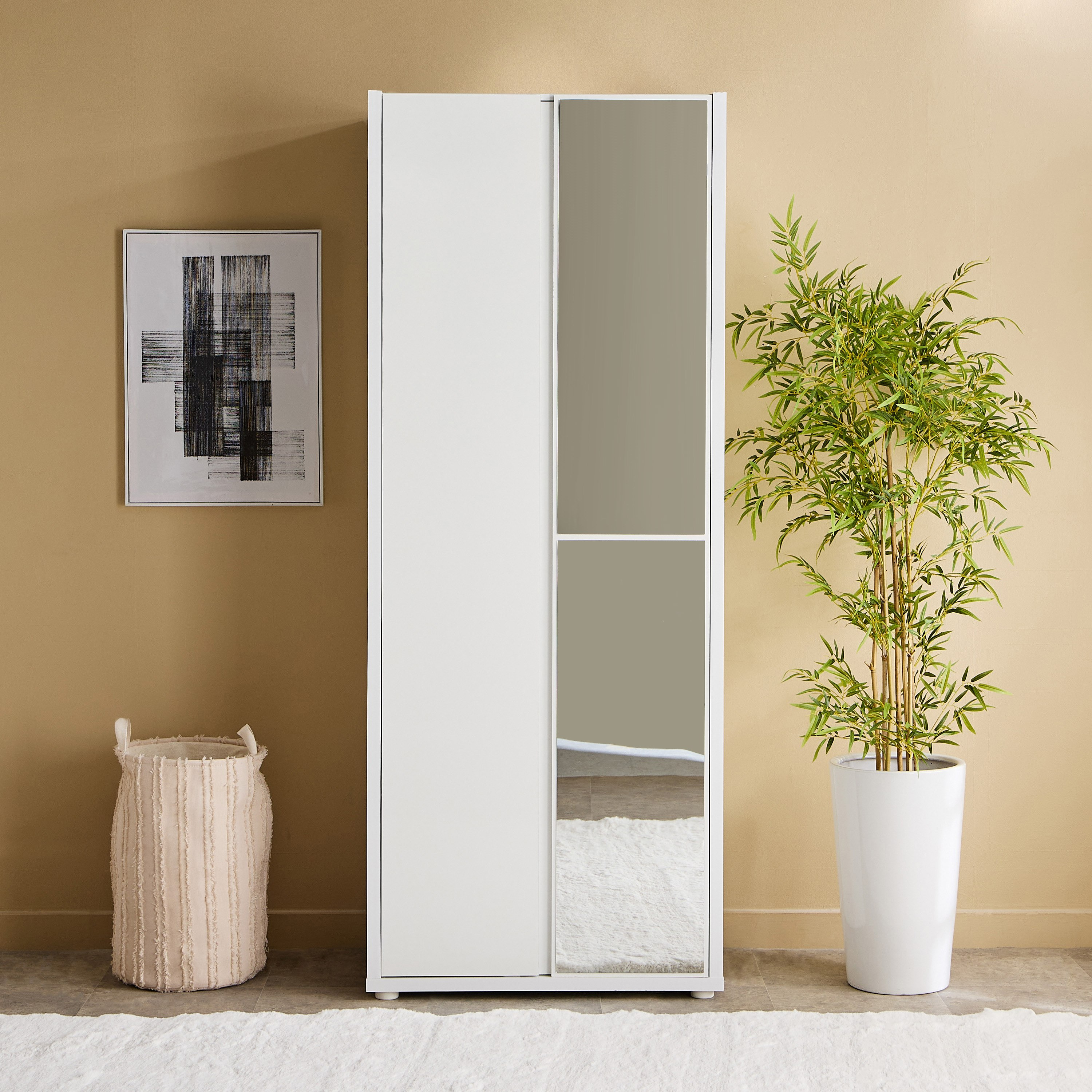 Artisan 2-Door Glossy Wardrobe with Drawer & Mirror-hbxfurniture-wardrobes-image-2