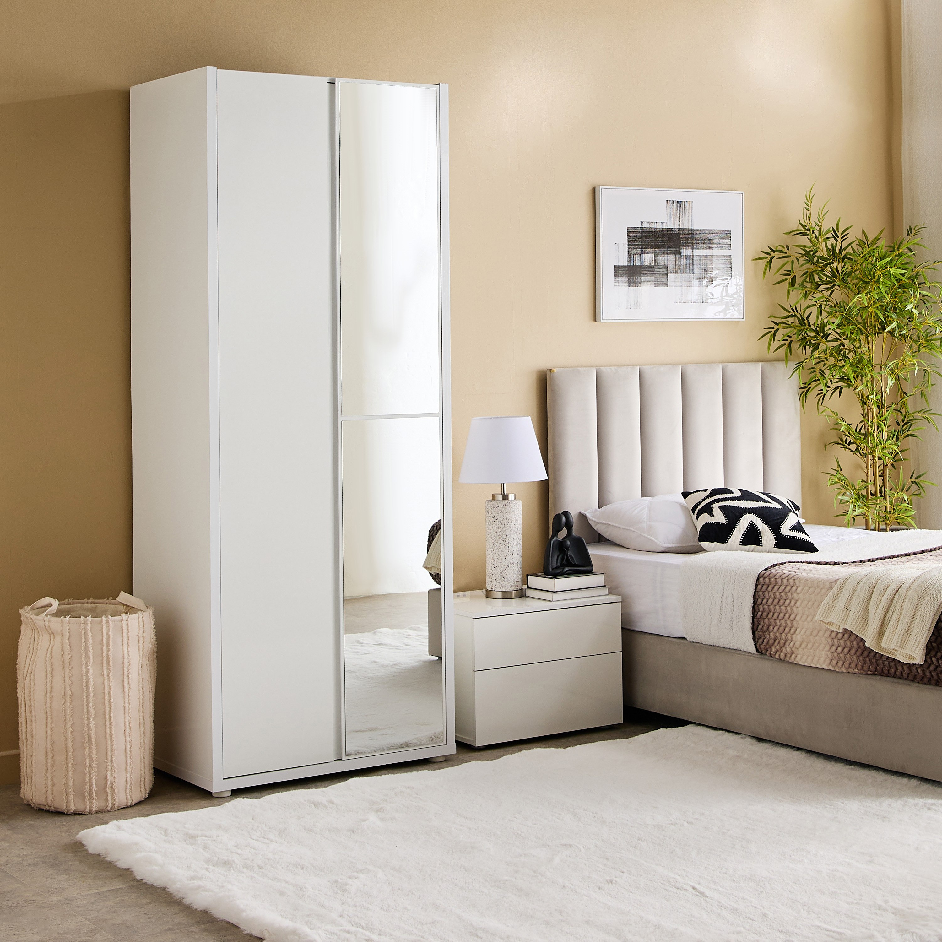 Artisan 2-Door Glossy Wardrobe with Drawer & Mirror-hbxfurniture-wardrobes-image-9