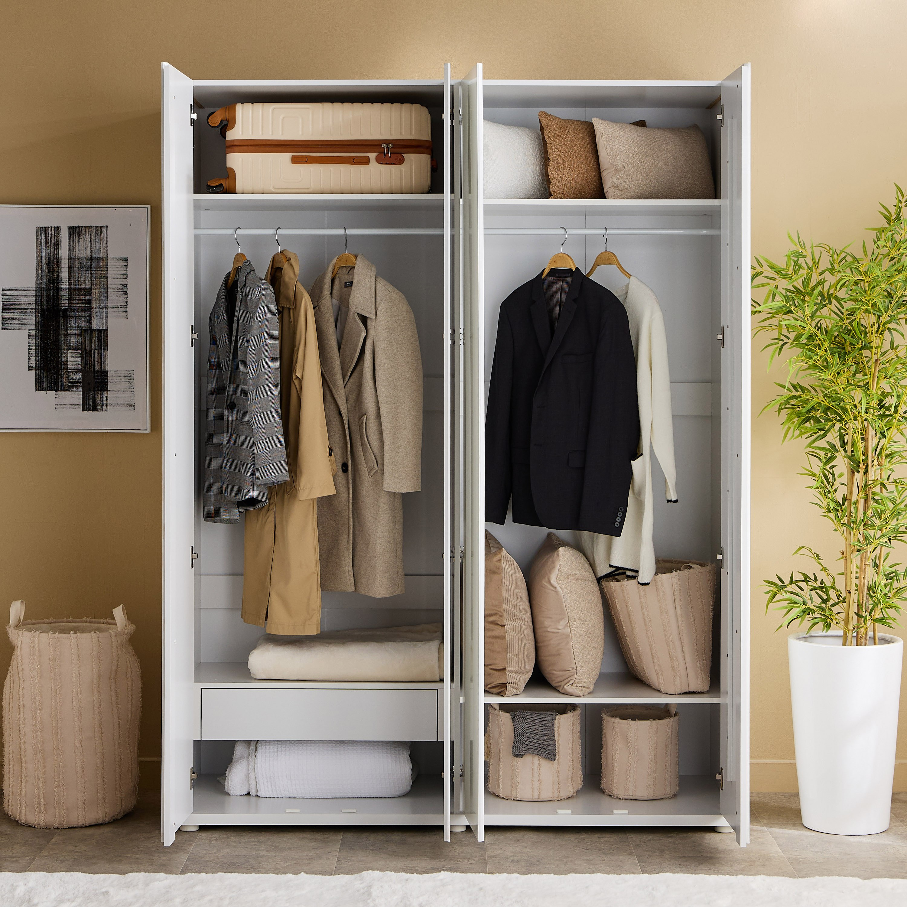 Artisan 4-Door Glossy Wardrobe with Drawer & Mirror-hbxfurniture-wardrobes-image-3