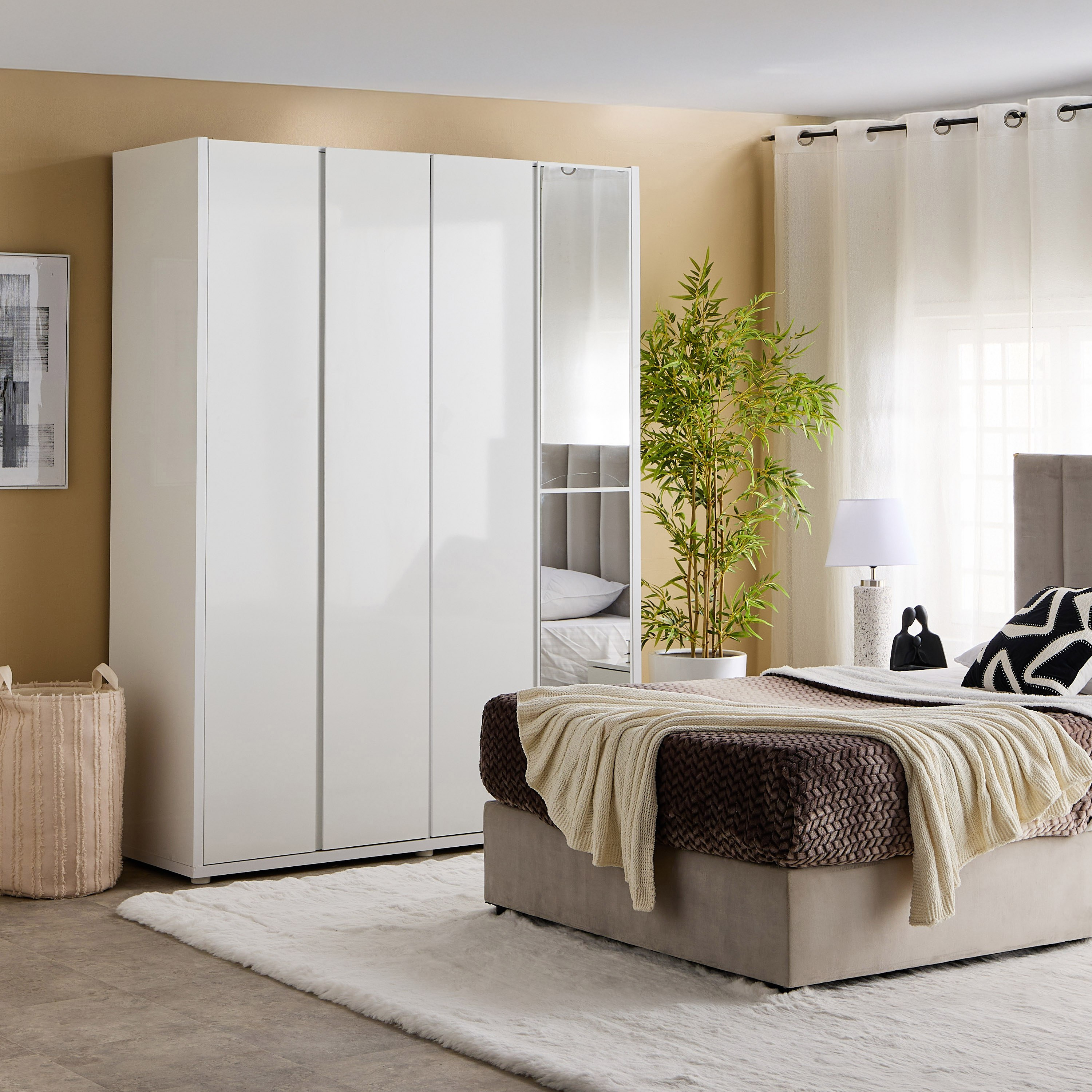 Artisan 4-Door Glossy Wardrobe with Drawer & Mirror-hbxfurniture-wardrobes-image-8