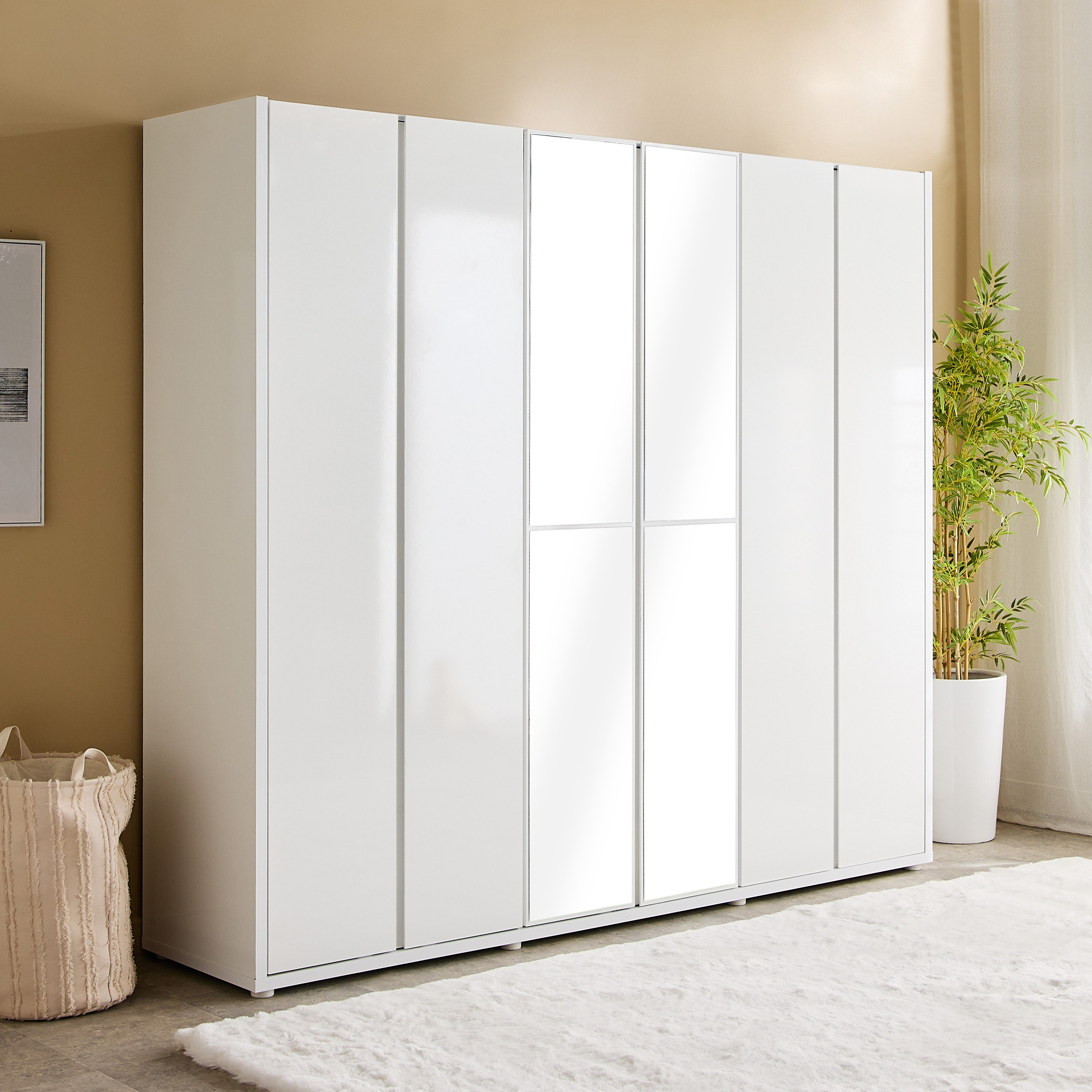 خزانة ملابس لامعة بـ6 أبواب ومرآتين من أرتيسان-hbxfurniture-wardrobes-image-1