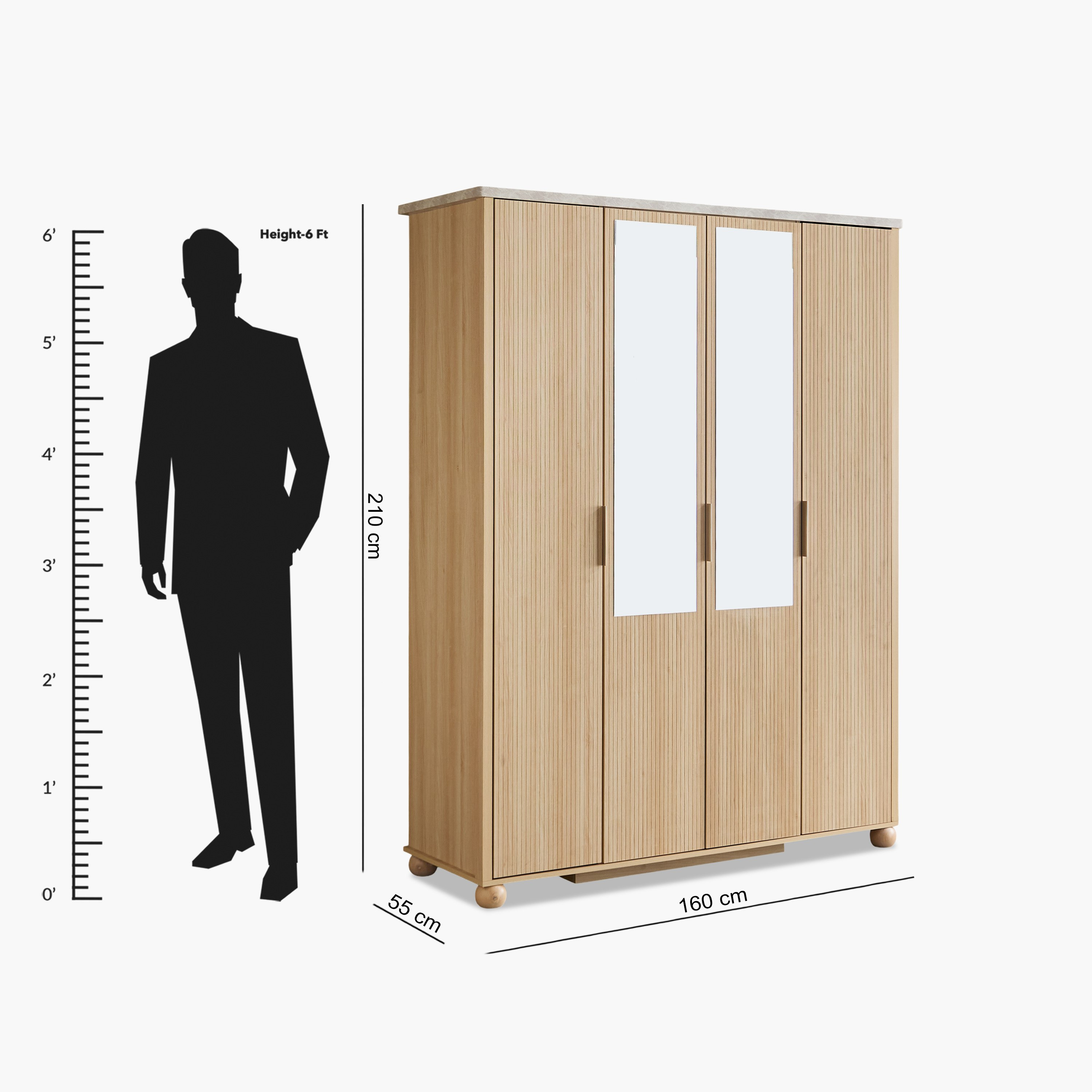 Island 4-Door Wardrobe with 2 Mirror-hbxfurniture-wardrobes-image-11