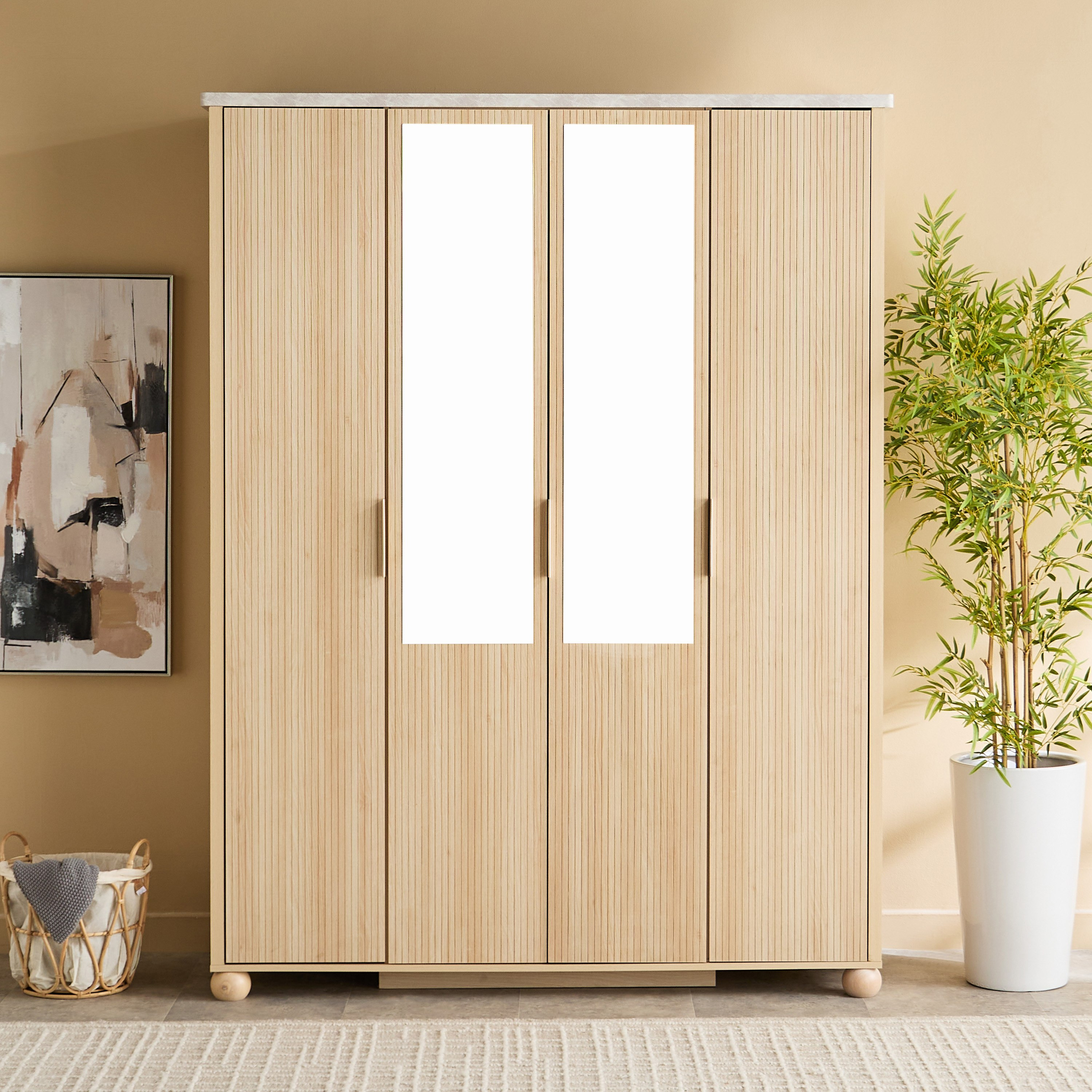Island 4-Door Wardrobe with 2 Mirror-hbxfurniture-wardrobes-image-2