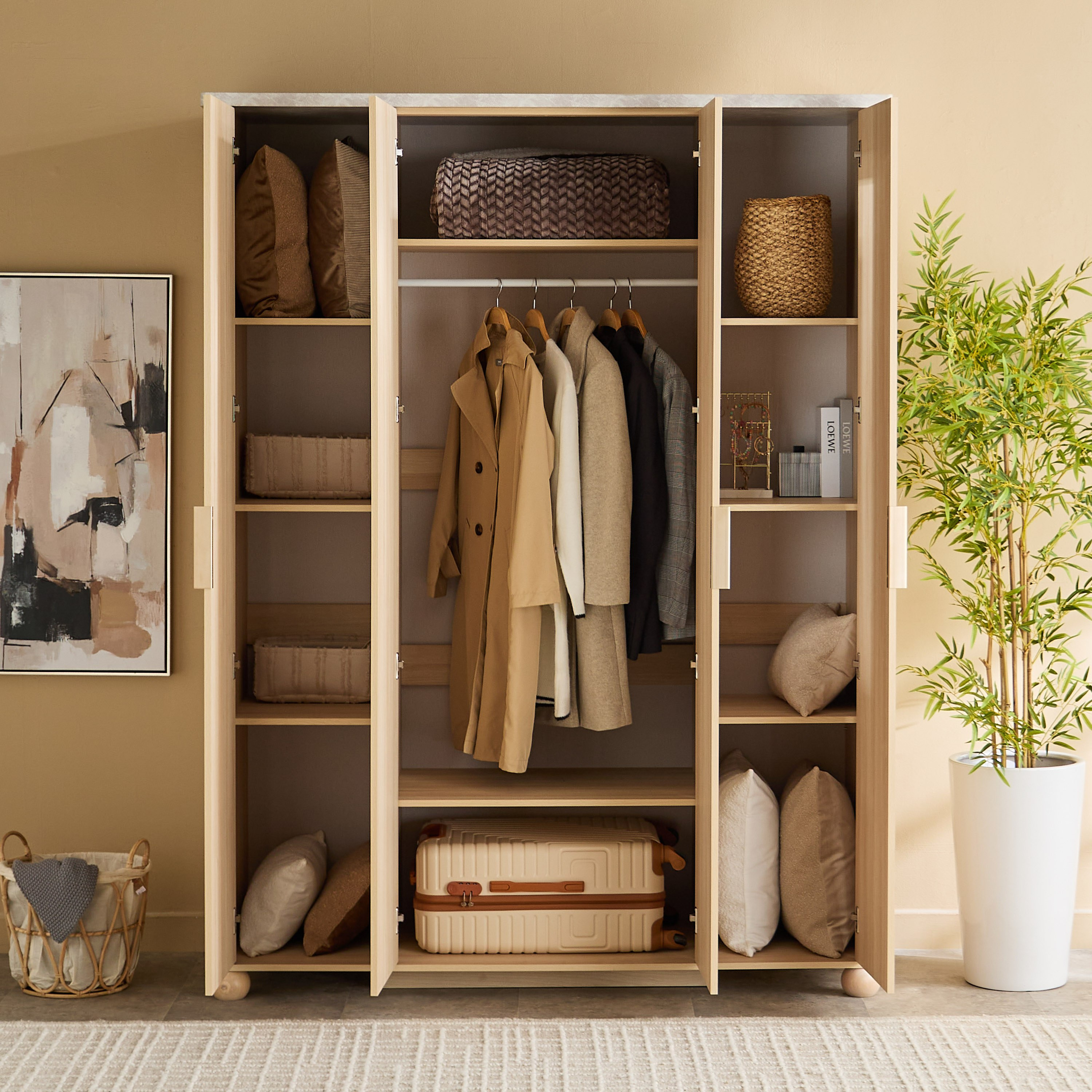 Island 4-Door Wardrobe with 2 Mirror-hbxfurniture-wardrobes-image-3