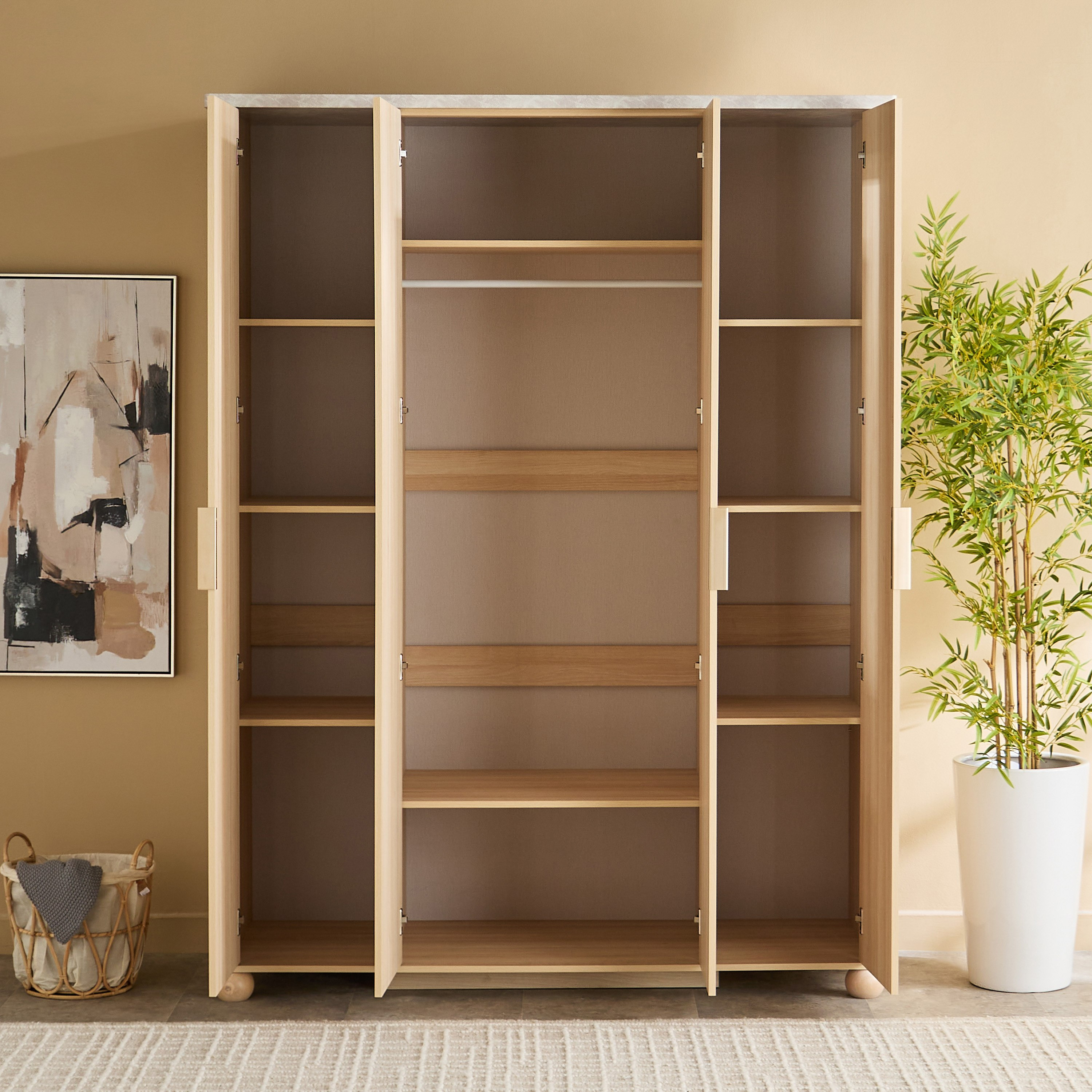 Island 4-Door Wardrobe with 2 Mirror-hbxfurniture-wardrobes-image-4