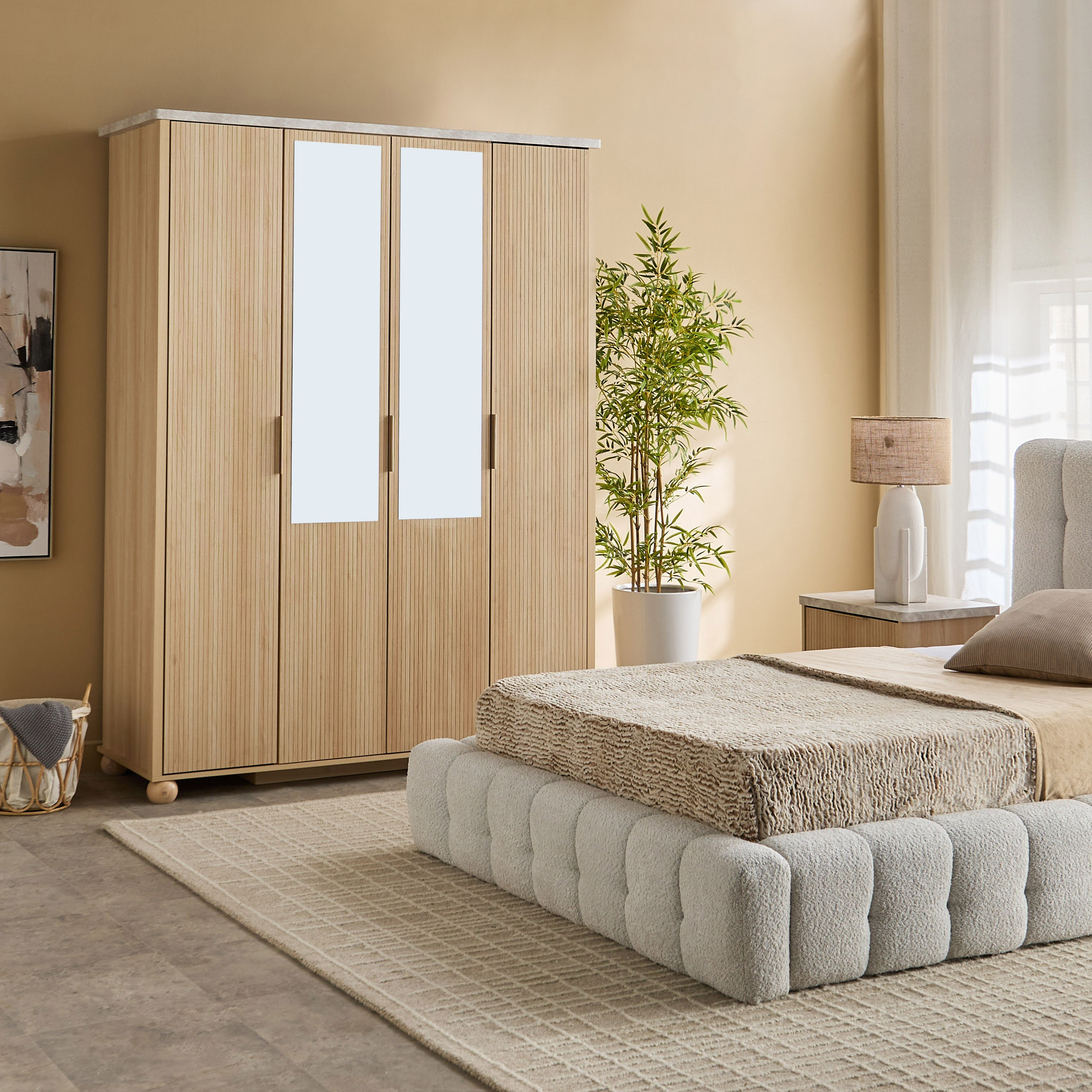 Island 4-Door Wardrobe with 2 Mirror-hbxfurniture-wardrobes-image-9