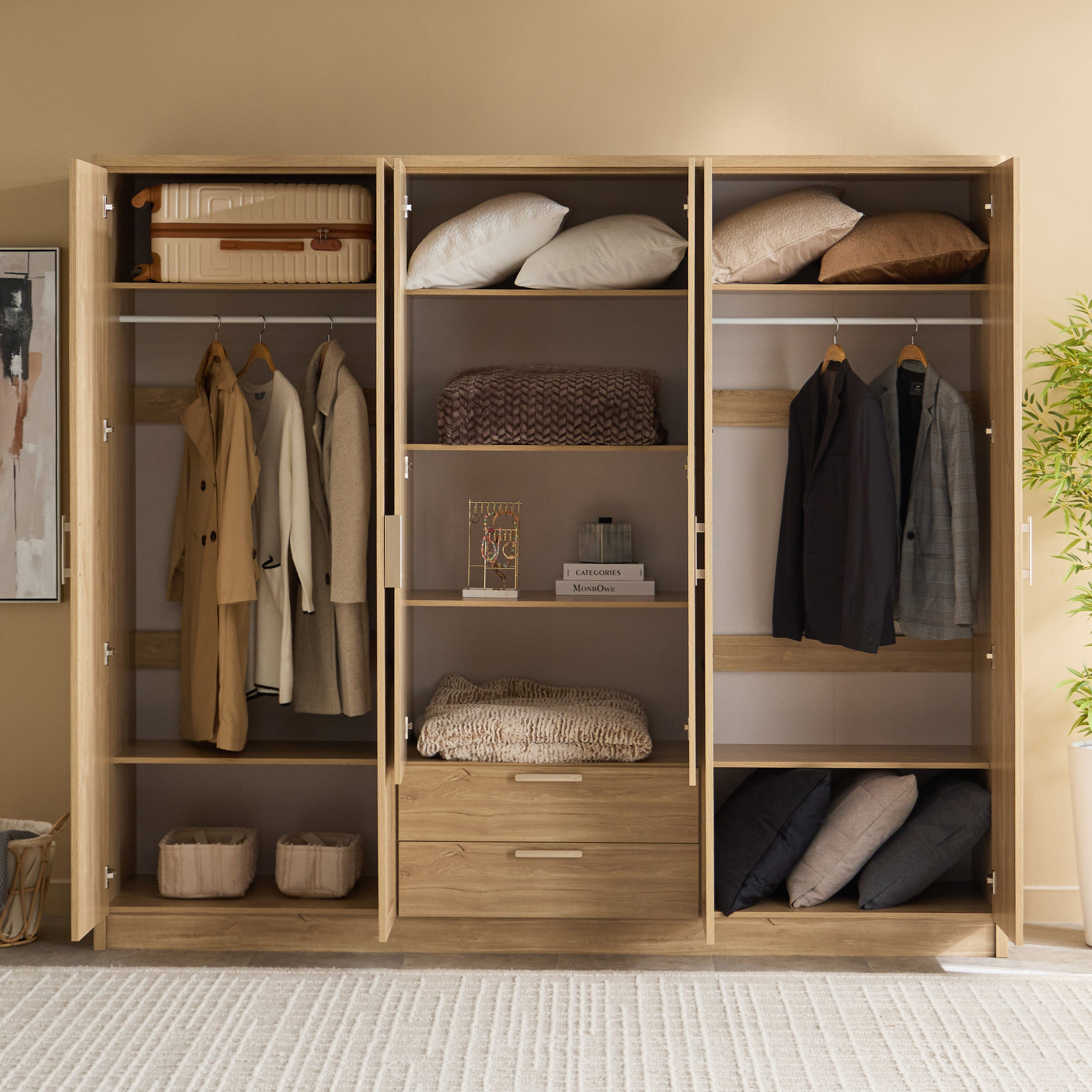 Naples 6-Door Wardrobe with 2 Drawers and Mirror-hbxfurniture-wardrobes-image-3
